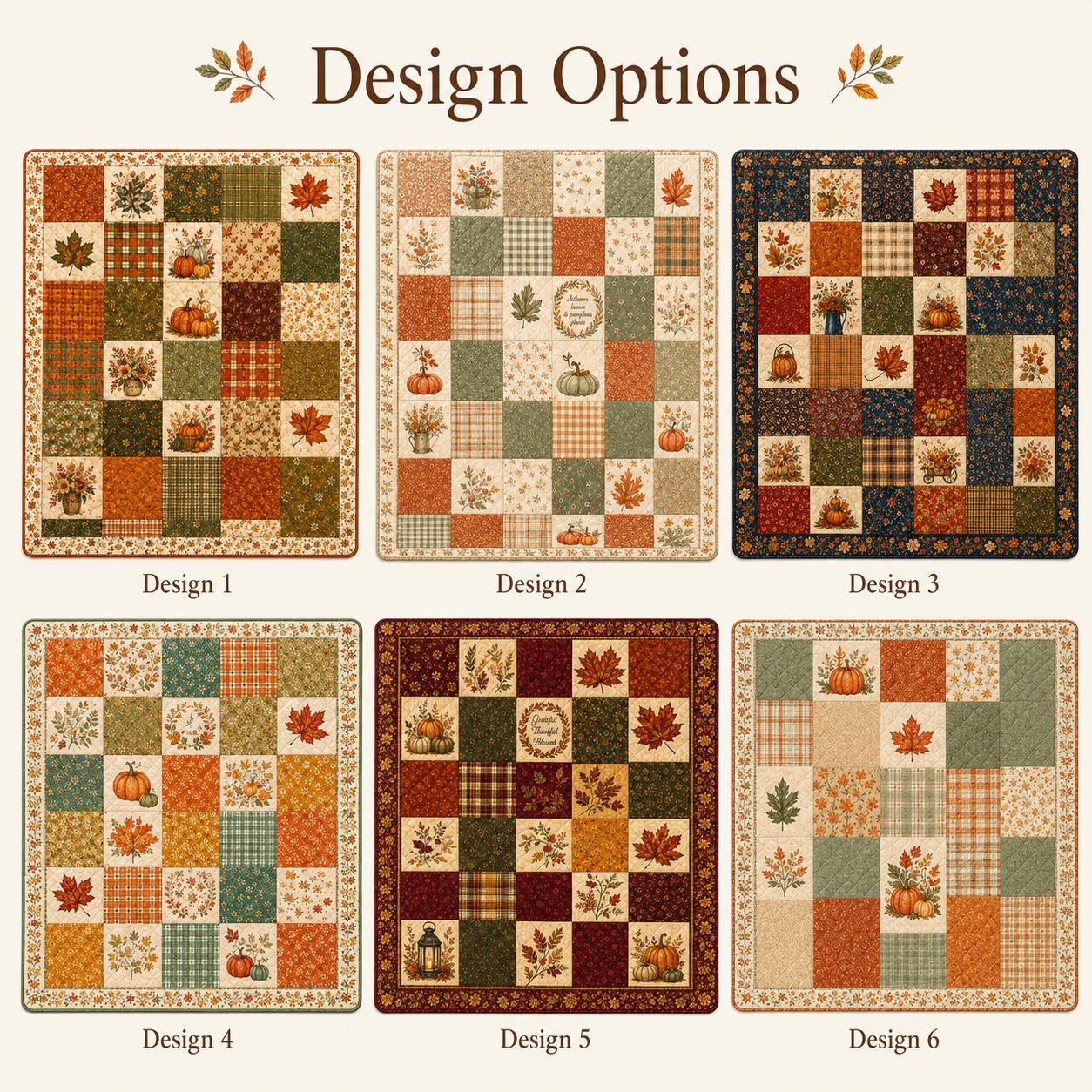 Autumn Patchwork Throw and Fall Style Blanket with Leaves and Pumpkins, Rustic Thanksgiving Home Decor - photo 3