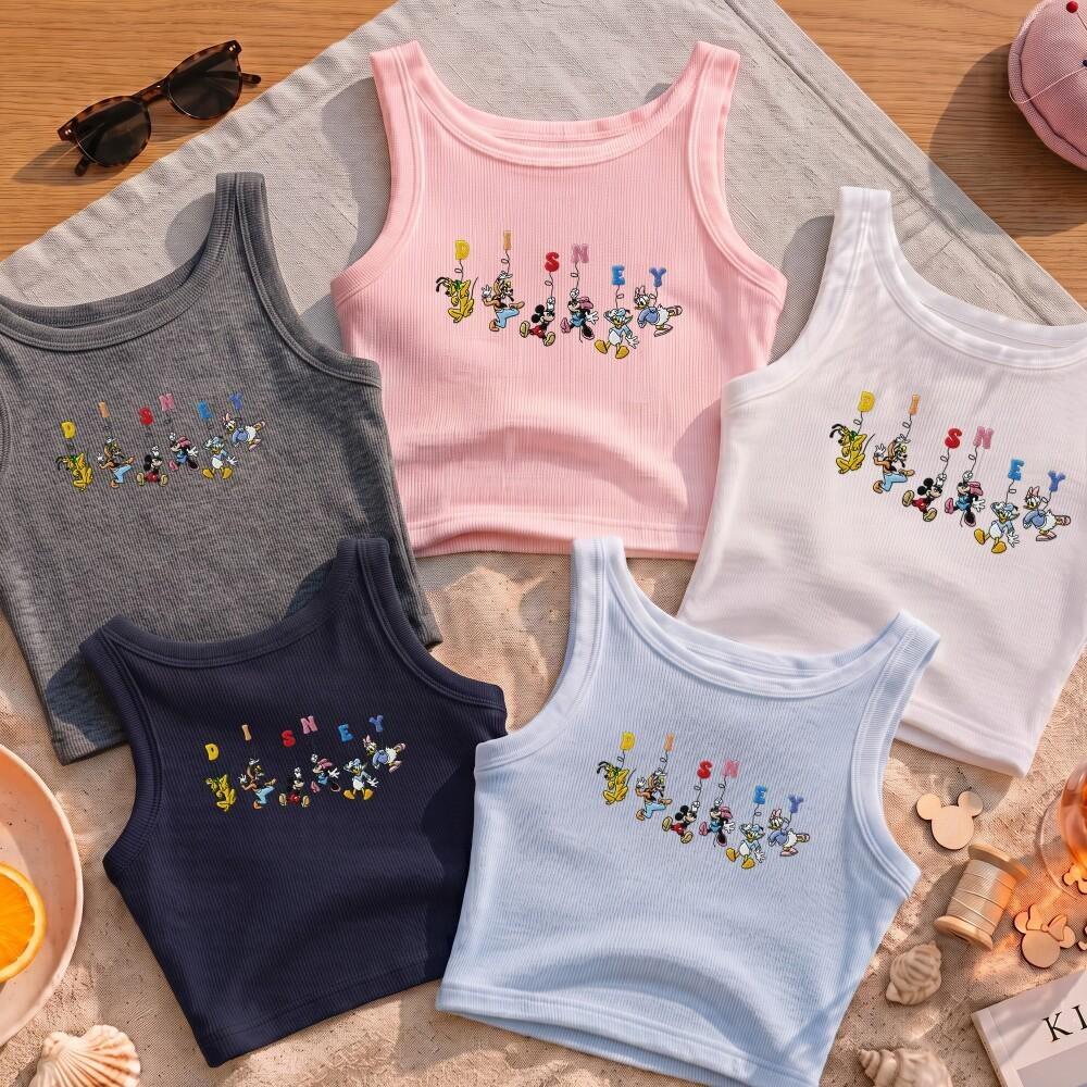 Embroidered Disney Mickey Mouse and Friends Baby Tee – Lace Trim Tank Top Girl Shirt for Disney Family Vacation Gift - photo 6