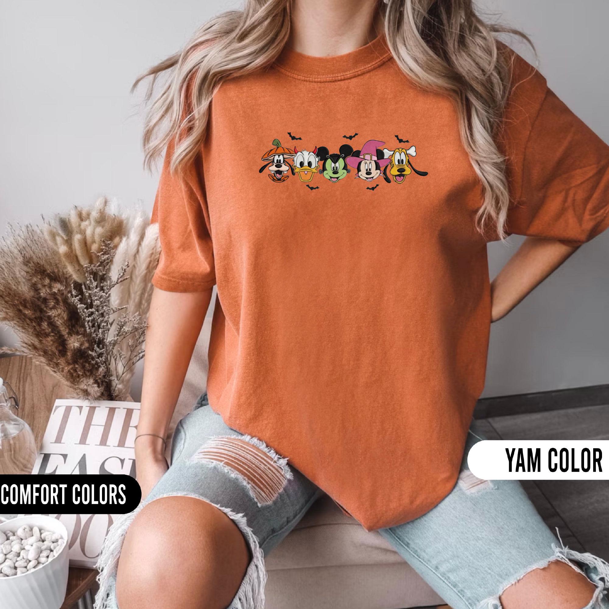 Disney Halloween Embroidery Shirt With Mickey and Friends Characters – Comfort Colors Embroidered Disney Vacation Couples Shirts - photo 4