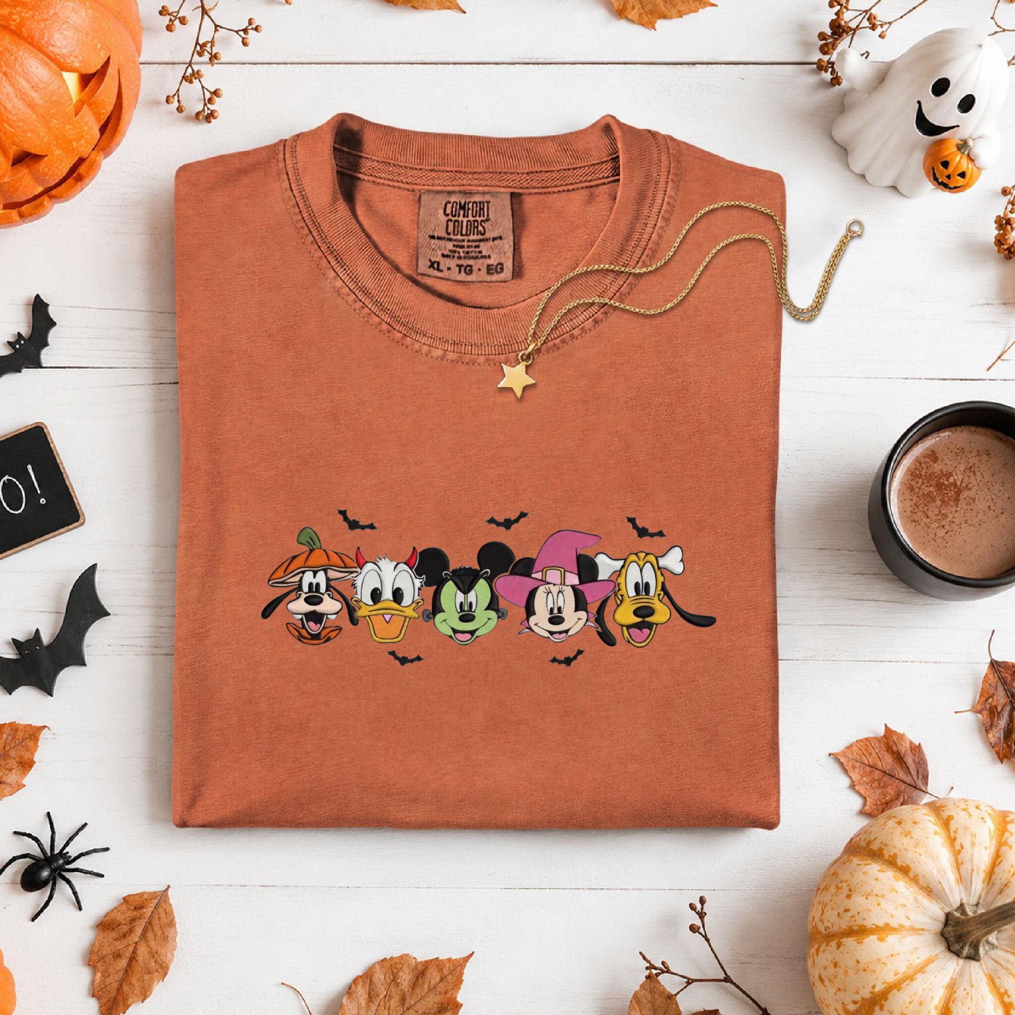 Disney Halloween Embroidery Shirt With Mickey and Friends Characters – Comfort Colors Embroidered Disney Vacation Couples Shirts - photo 11