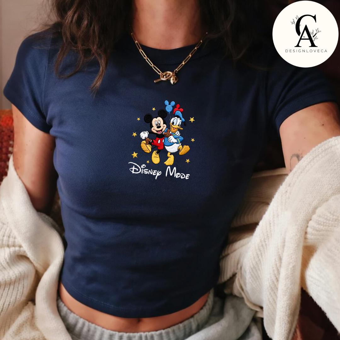 Embroidered Disney Besties Snack Baby Tee Crop Tank With Mickey Minnie Lilo Stitch Buzz Woody – Here for the Snacks Lace Trim Tank Top - photo 4