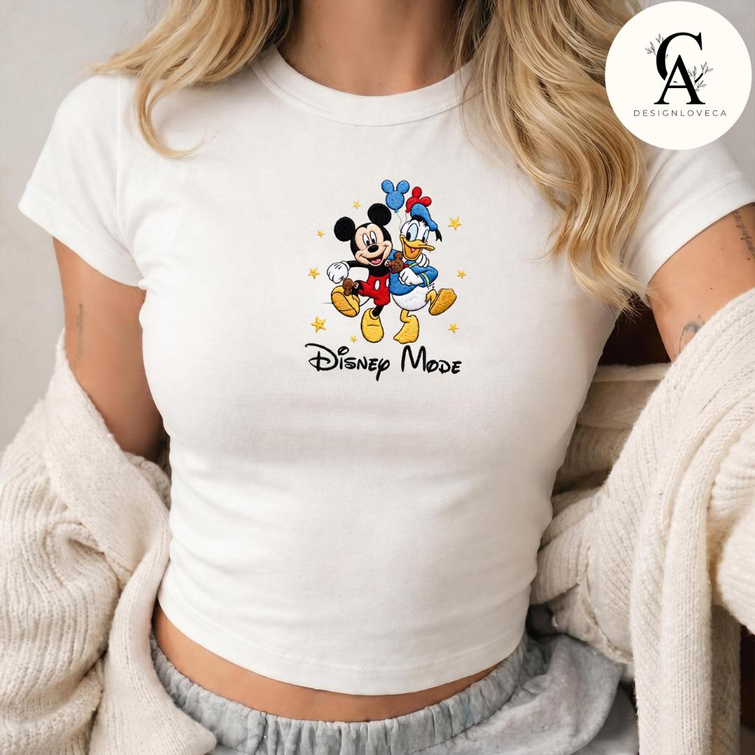 Embroidered Disney Besties Snack Baby Tee Crop Tank With Mickey Minnie Lilo Stitch Buzz Woody – Here for the Snacks Lace Trim Tank Top - photo 9