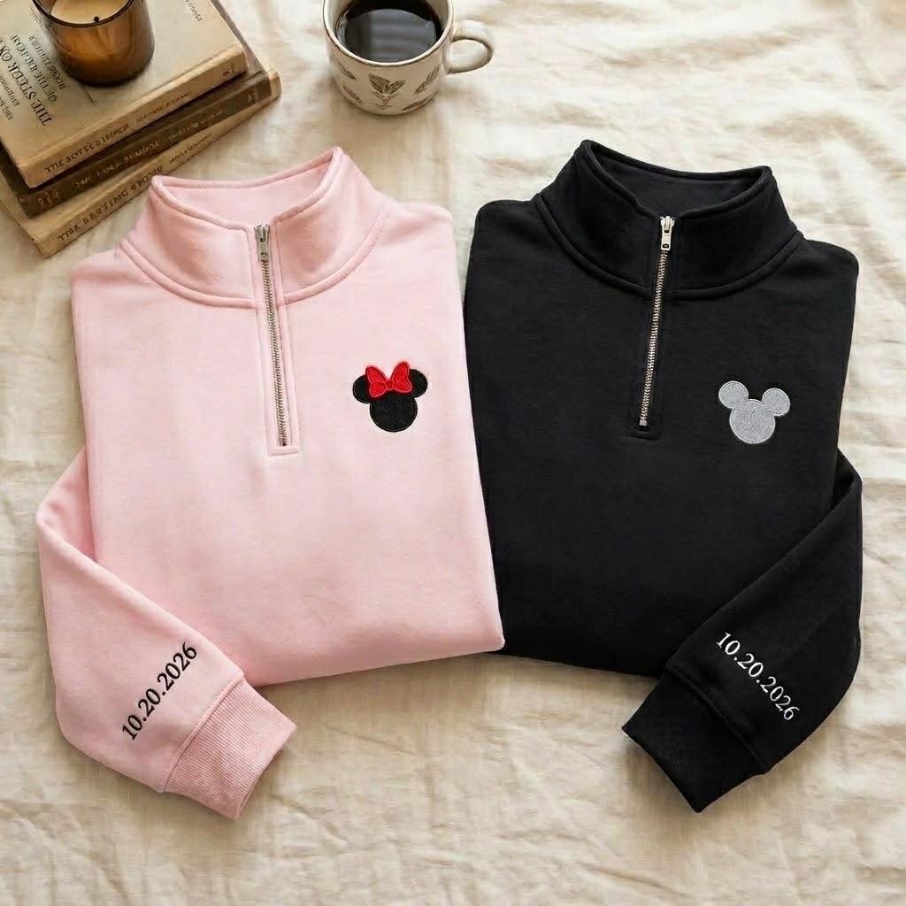 Embroidered Mickey and Minnie Couple Sweatshirts – Matching Family Sweatshirt for Disneyworld and Disneyland Couples Trips - photo 4