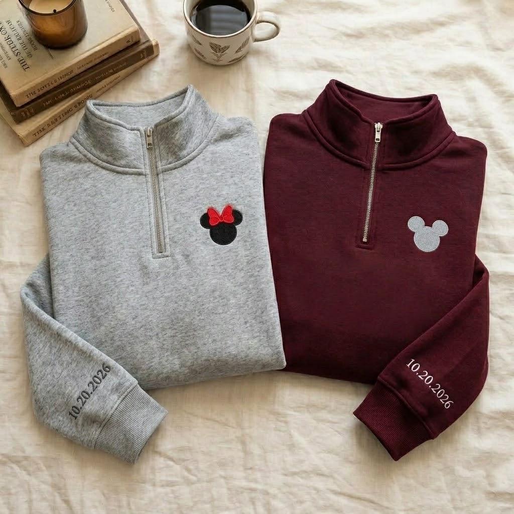 Embroidered Mickey and Minnie Couple Sweatshirts – Matching Family Sweatshirt for Disneyworld and Disneyland Couples Trips - photo 5