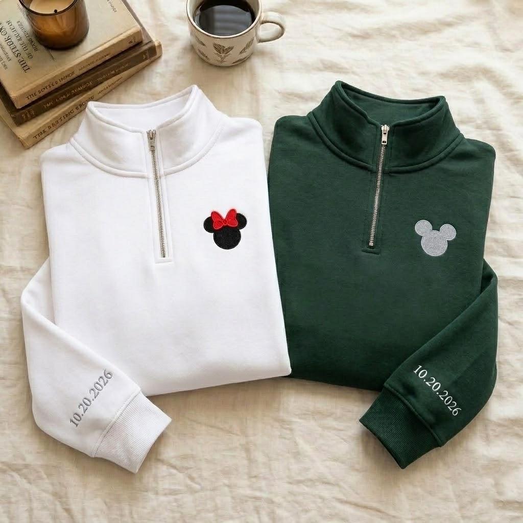 Embroidered Mickey and Minnie Couple Sweatshirts – Matching Family Sweatshirt for Disneyworld and Disneyland Couples Trips - photo 6