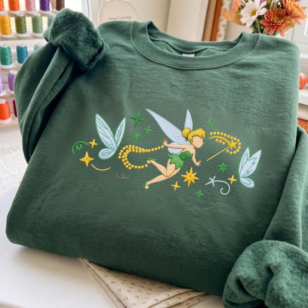 Embroidered Disney Peter Pan and Tinker Bell Lace Trim Tank Top – Tinkerbell Princess Sweatshirt Baby Tee for WDW Disneyland Girls Trip - photo 2