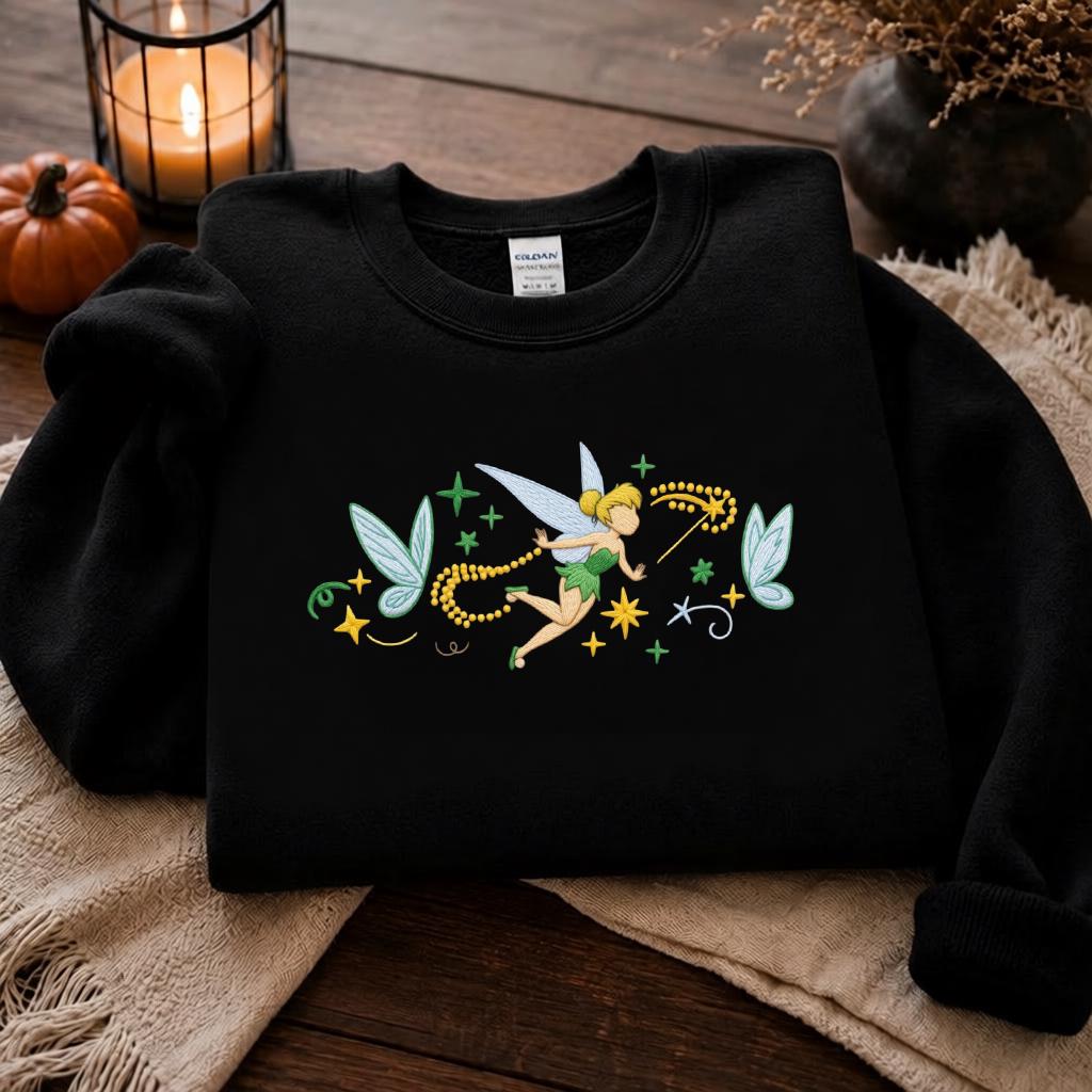Embroidered Disney Peter Pan and Tinker Bell Lace Trim Tank Top – Tinkerbell Princess Sweatshirt Baby Tee for WDW Disneyland Girls Trip - photo 5