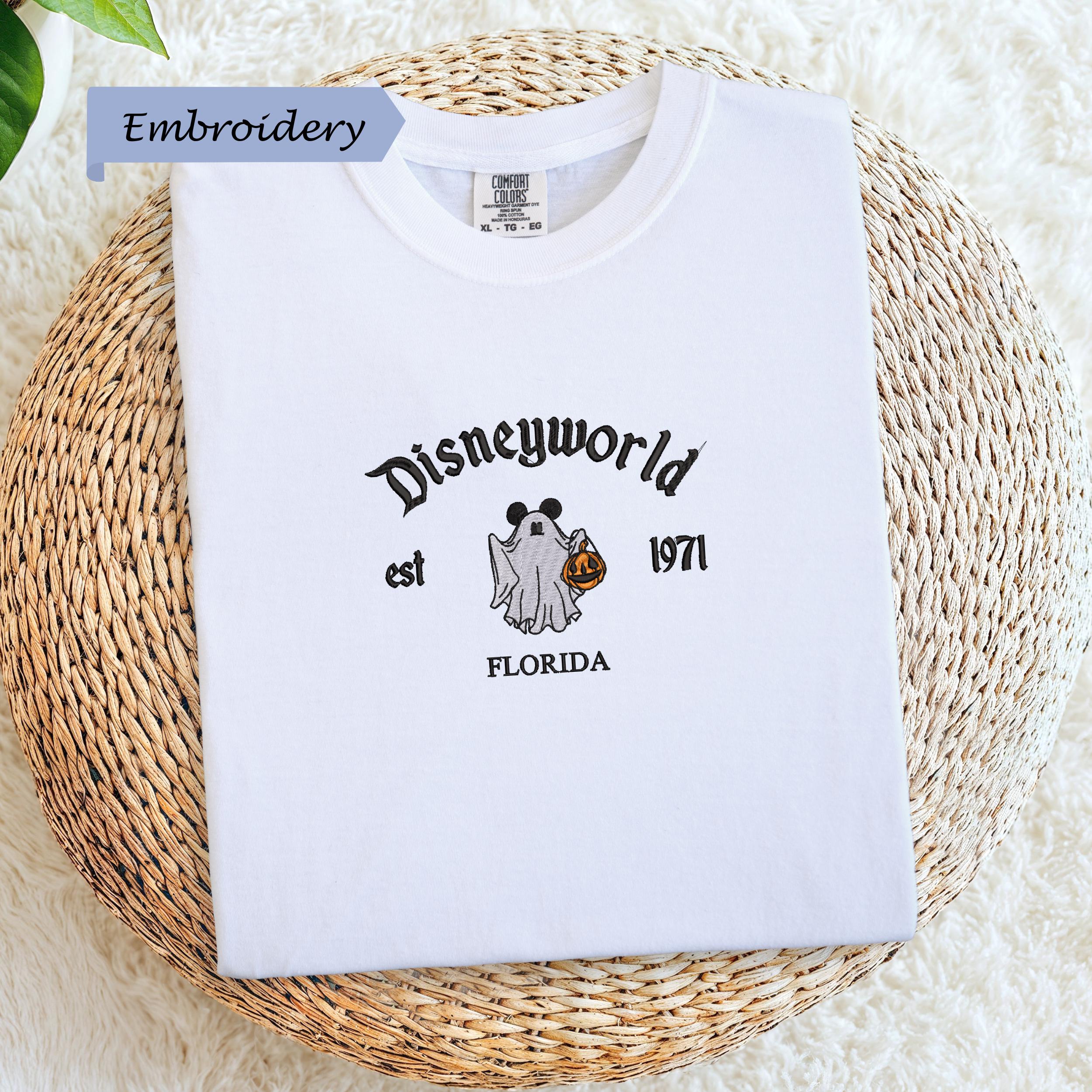 Disneyworld Est 1971 Ghost Shirt With Embroidered Mickey Halloween Design – Florida Pumpkin Spooky Season Comfort Colors Tee and Park Outfit - photo 2