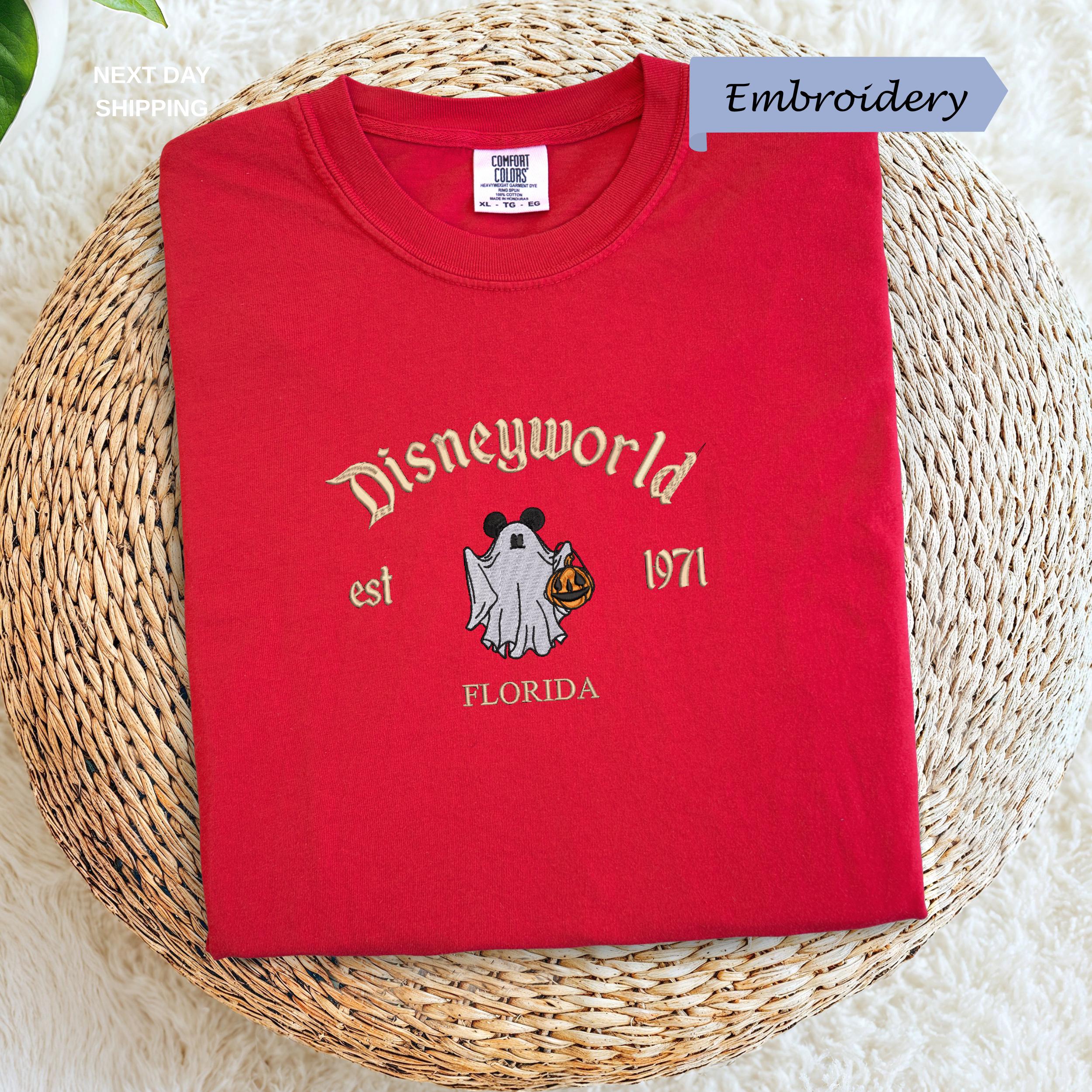 Disneyworld Est 1971 Ghost Shirt With Embroidered Mickey Halloween Design – Florida Pumpkin Spooky Season Comfort Colors Tee and Park Outfit - photo 3