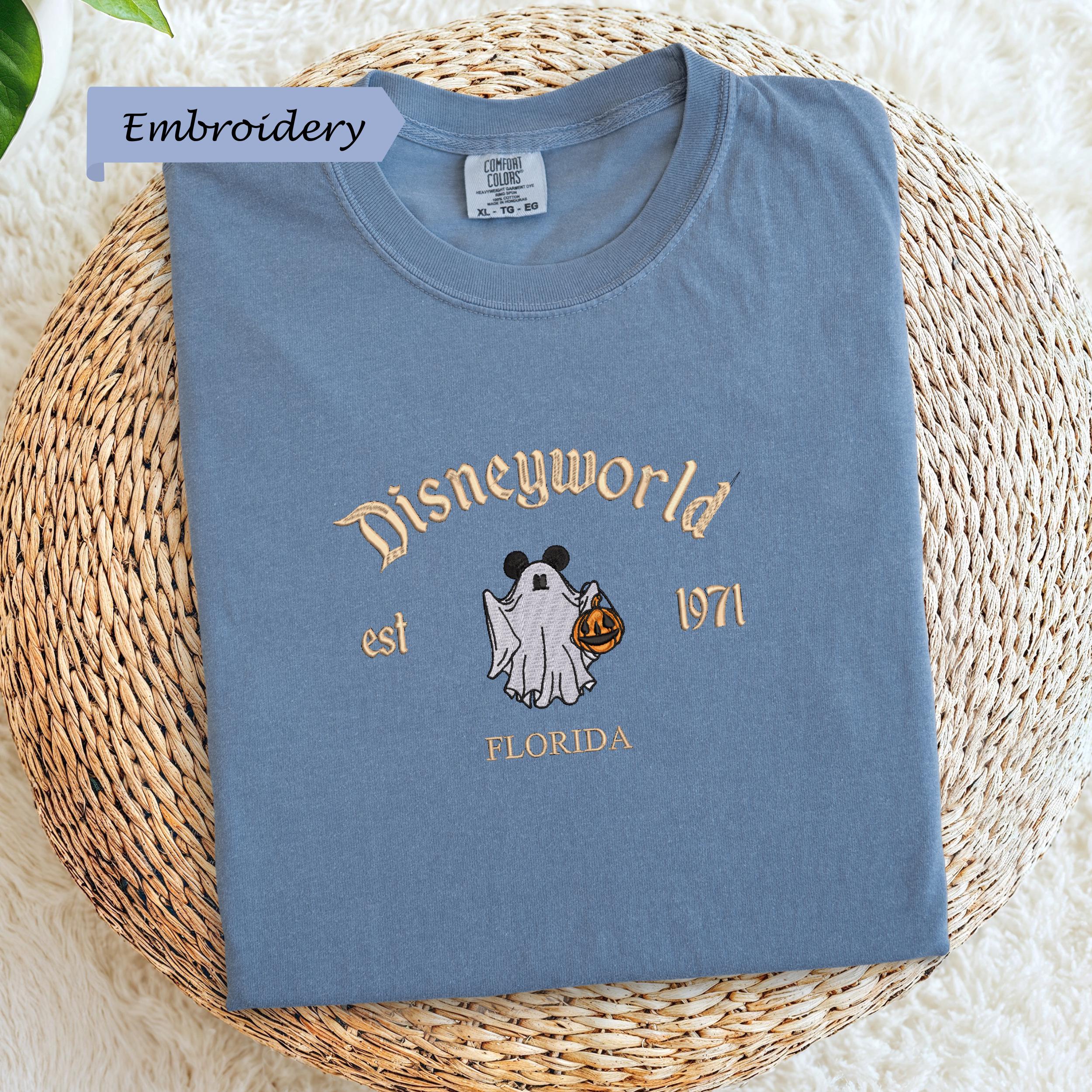 Disneyworld Est 1971 Ghost Shirt With Embroidered Mickey Halloween Design – Florida Pumpkin Spooky Season Comfort Colors Tee and Park Outfit - photo 4