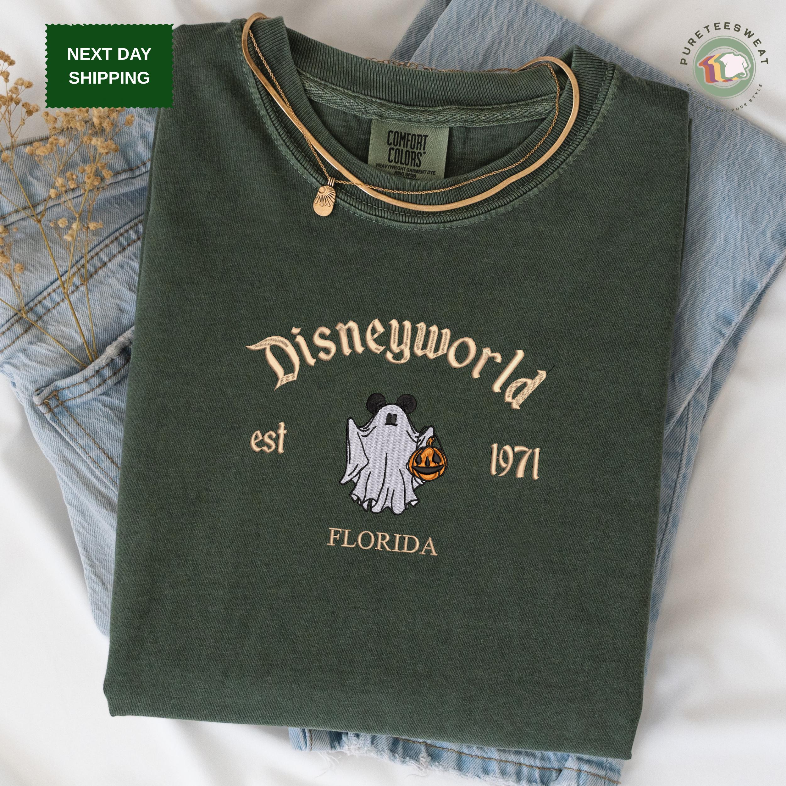 Disneyworld Est 1971 Ghost Shirt With Embroidered Mickey Halloween Design – Florida Pumpkin Spooky Season Comfort Colors Tee and Park Outfit - photo 5