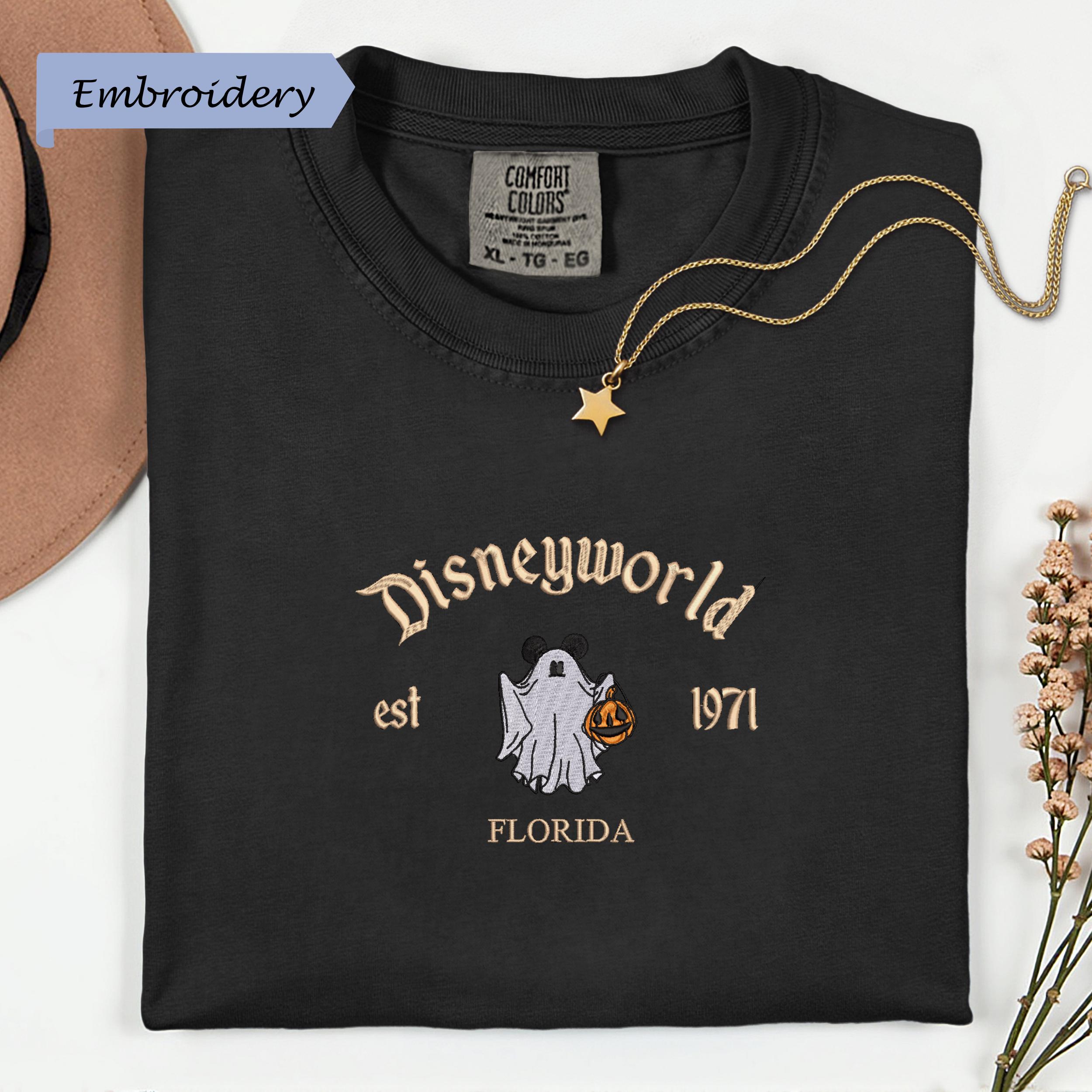 Disneyworld Est 1971 Ghost Shirt With Embroidered Mickey Halloween Design – Florida Pumpkin Spooky Season Comfort Colors Tee and Park Outfit - photo 6