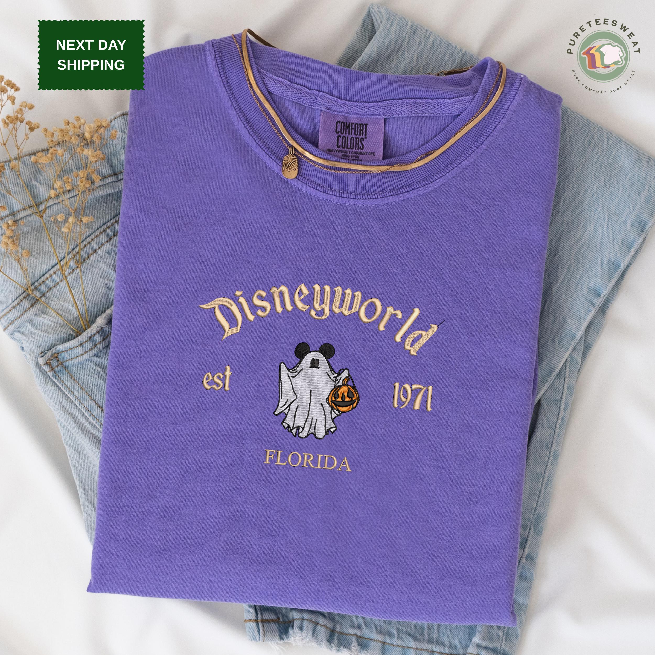 Disneyworld Est 1971 Ghost Shirt With Embroidered Mickey Halloween Design – Florida Pumpkin Spooky Season Comfort Colors Tee and Park Outfit - photo 7