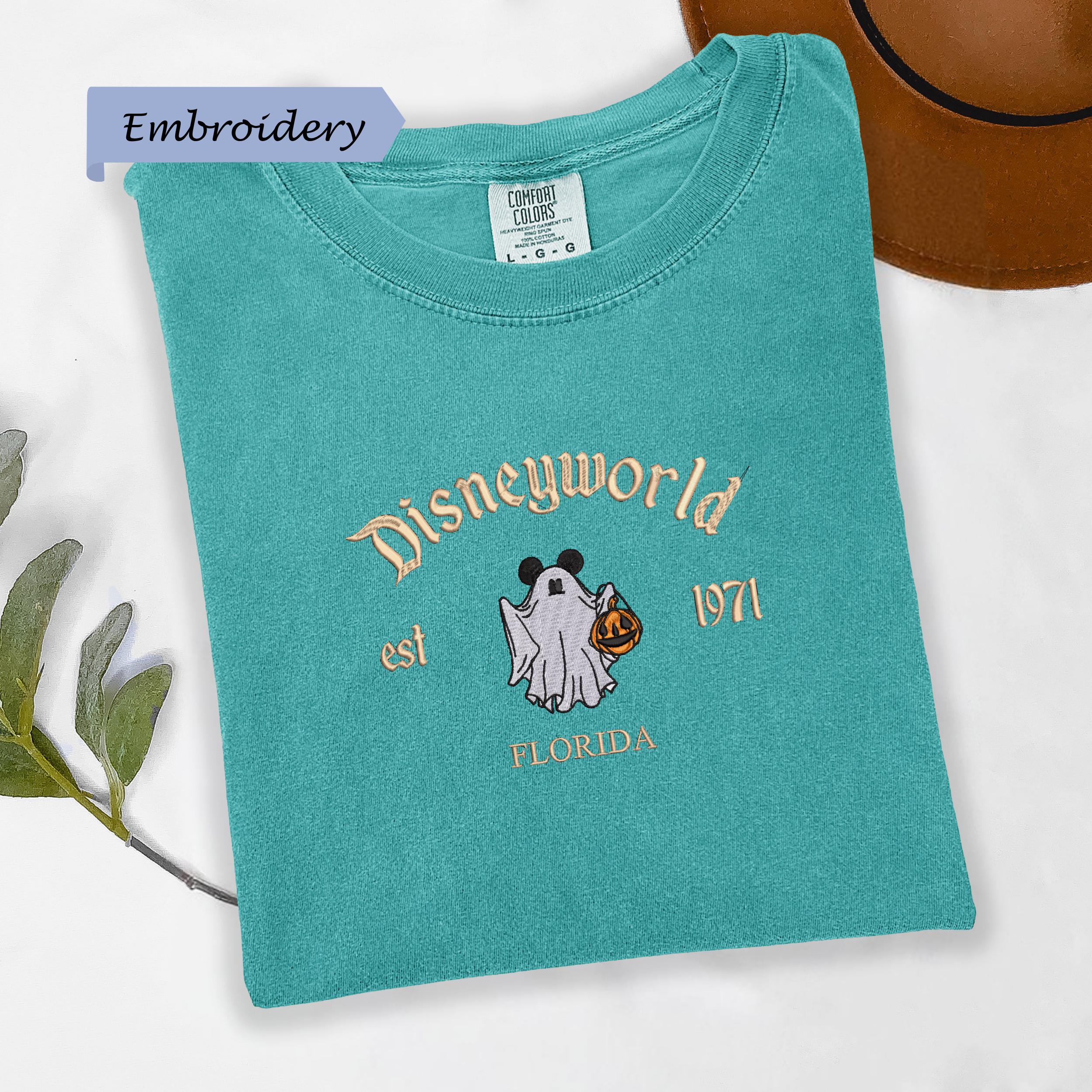 Disneyworld Est 1971 Ghost Shirt With Embroidered Mickey Halloween Design – Florida Pumpkin Spooky Season Comfort Colors Tee and Park Outfit - photo 9