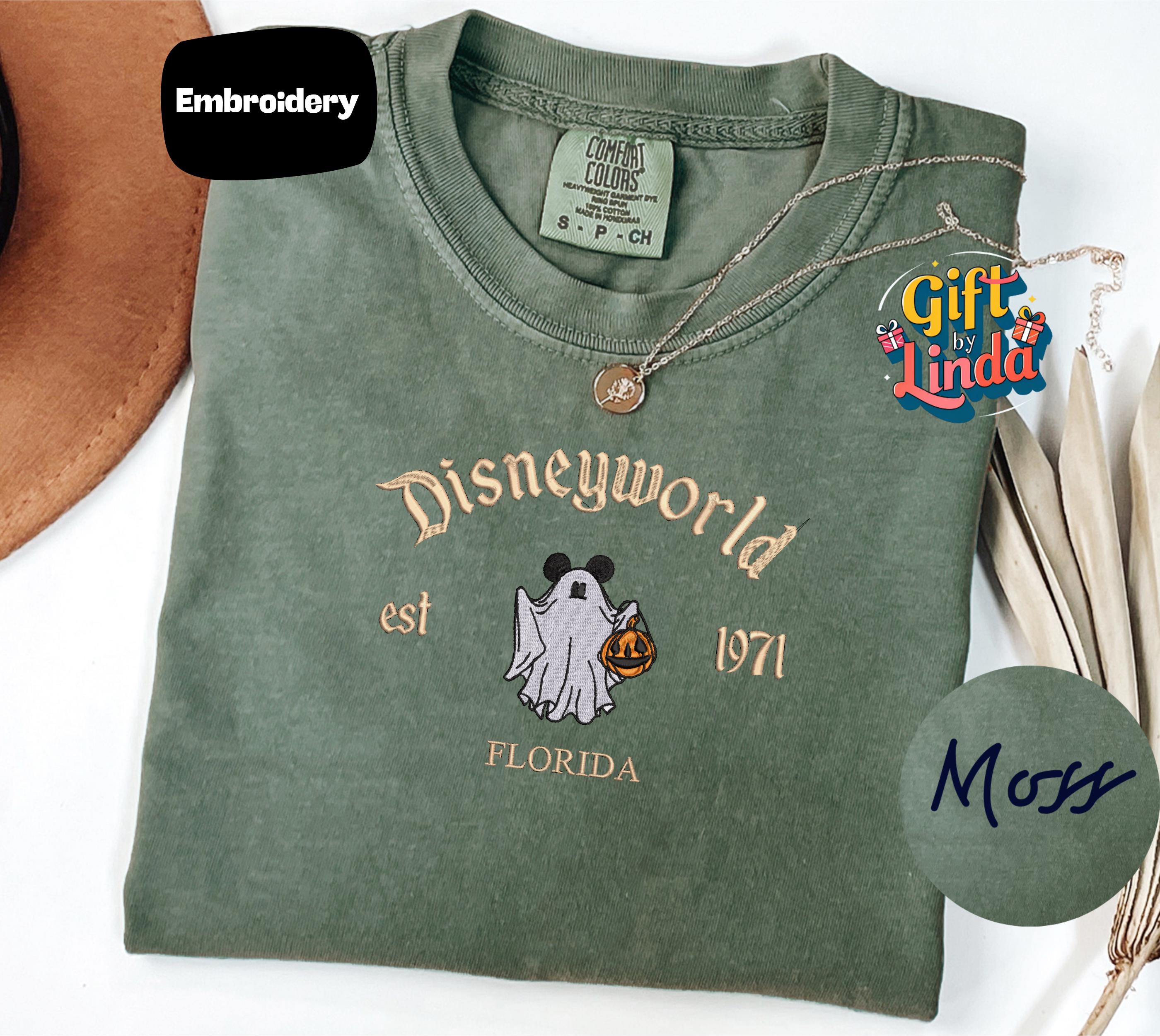 Florida Disneyworld Halloween Ghost Shirt With Embroidered Mickey – Est 1971 Pumpkin Comfort Colors Tee for Spooky Vacation Outfit