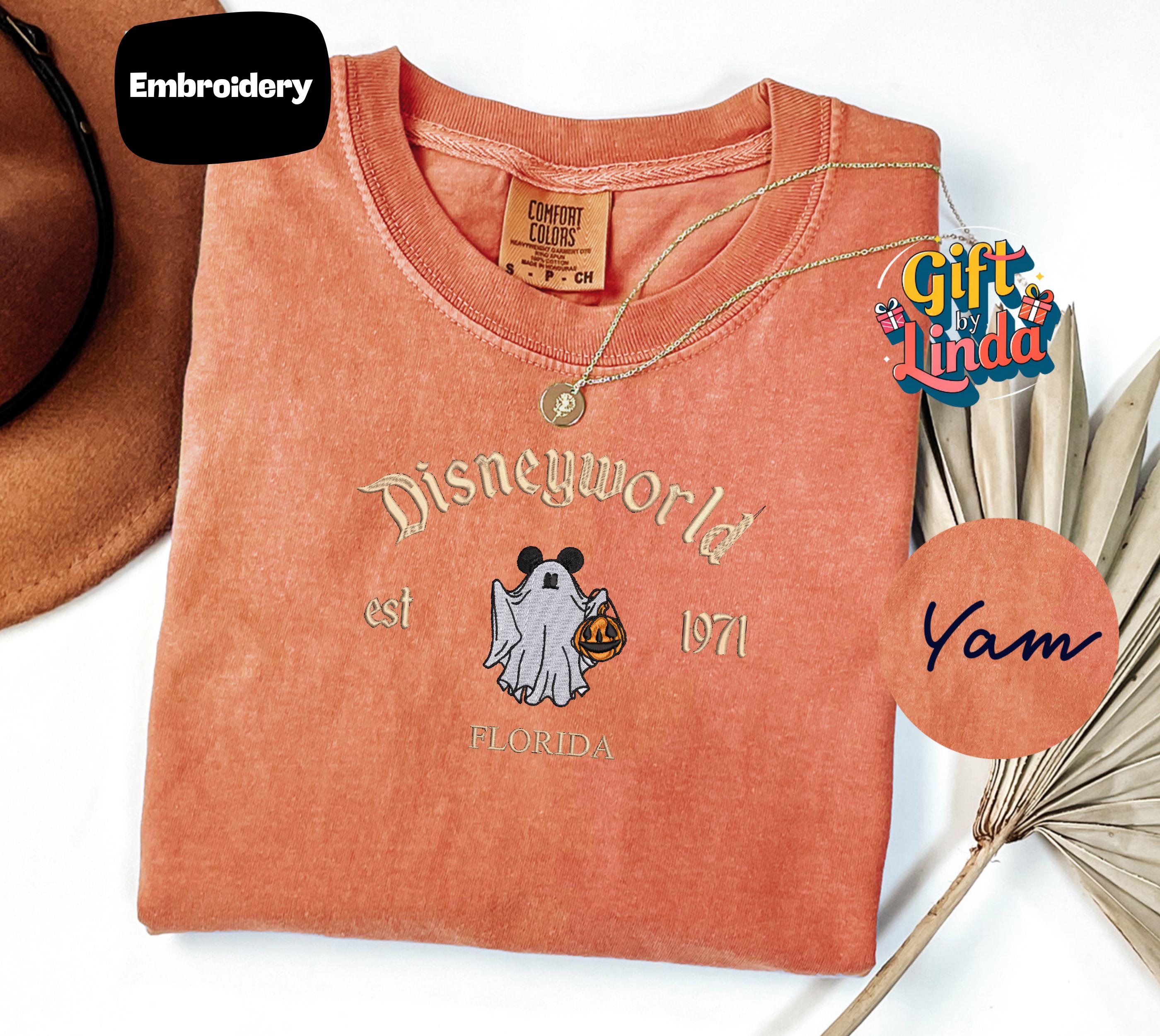 Florida Disneyworld Halloween Ghost Shirt With Embroidered Mickey – Est 1971 Pumpkin Comfort Colors Tee for Spooky Vacation Outfit - photo 3
