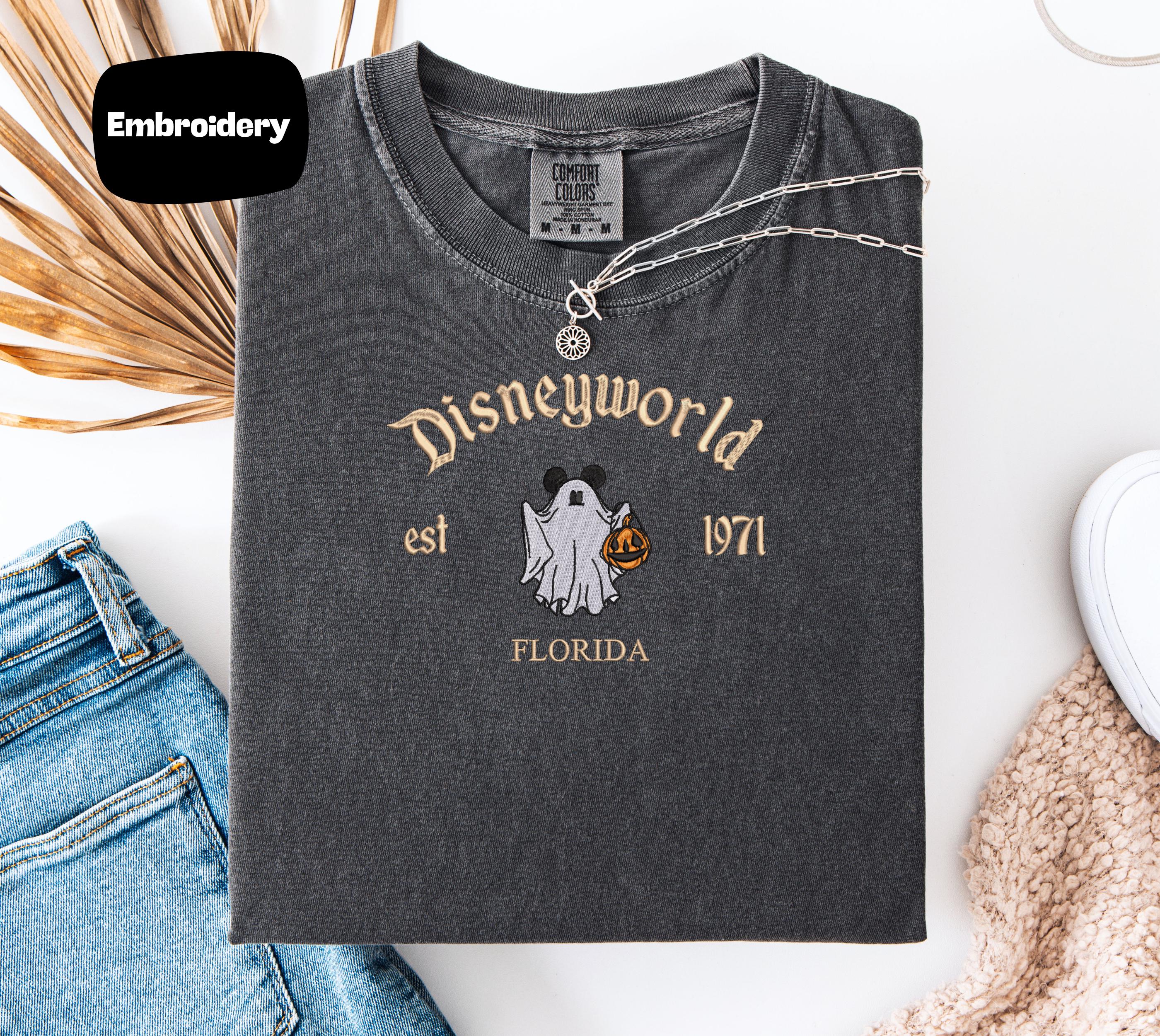 Florida Disneyworld Halloween Ghost Shirt With Embroidered Mickey – Est 1971 Pumpkin Comfort Colors Tee for Spooky Vacation Outfit - photo 4