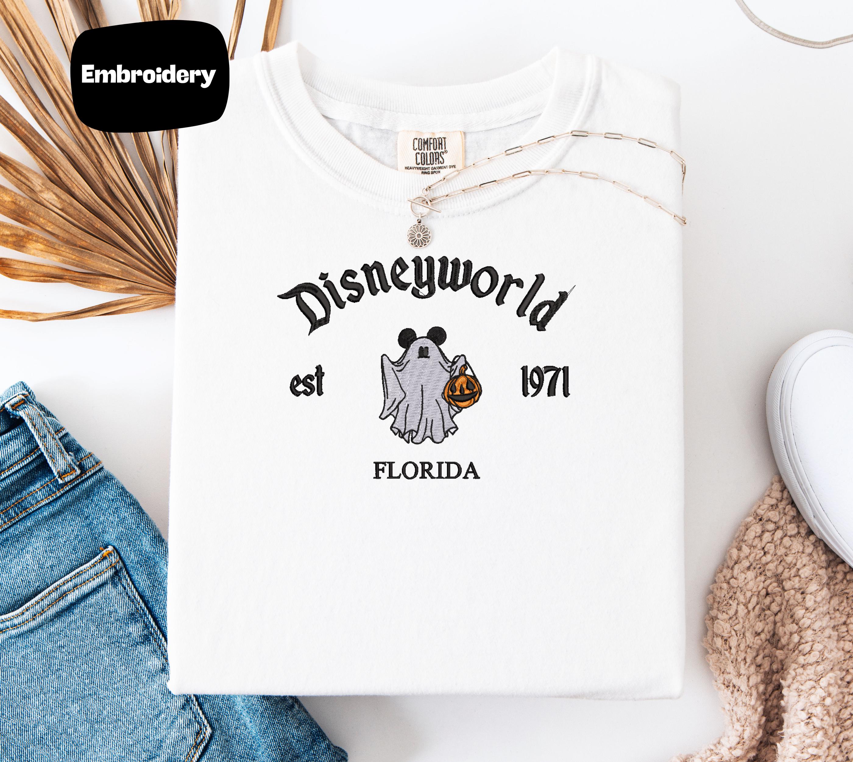 Florida Disneyworld Halloween Ghost Shirt With Embroidered Mickey – Est 1971 Pumpkin Comfort Colors Tee for Spooky Vacation Outfit - photo 5