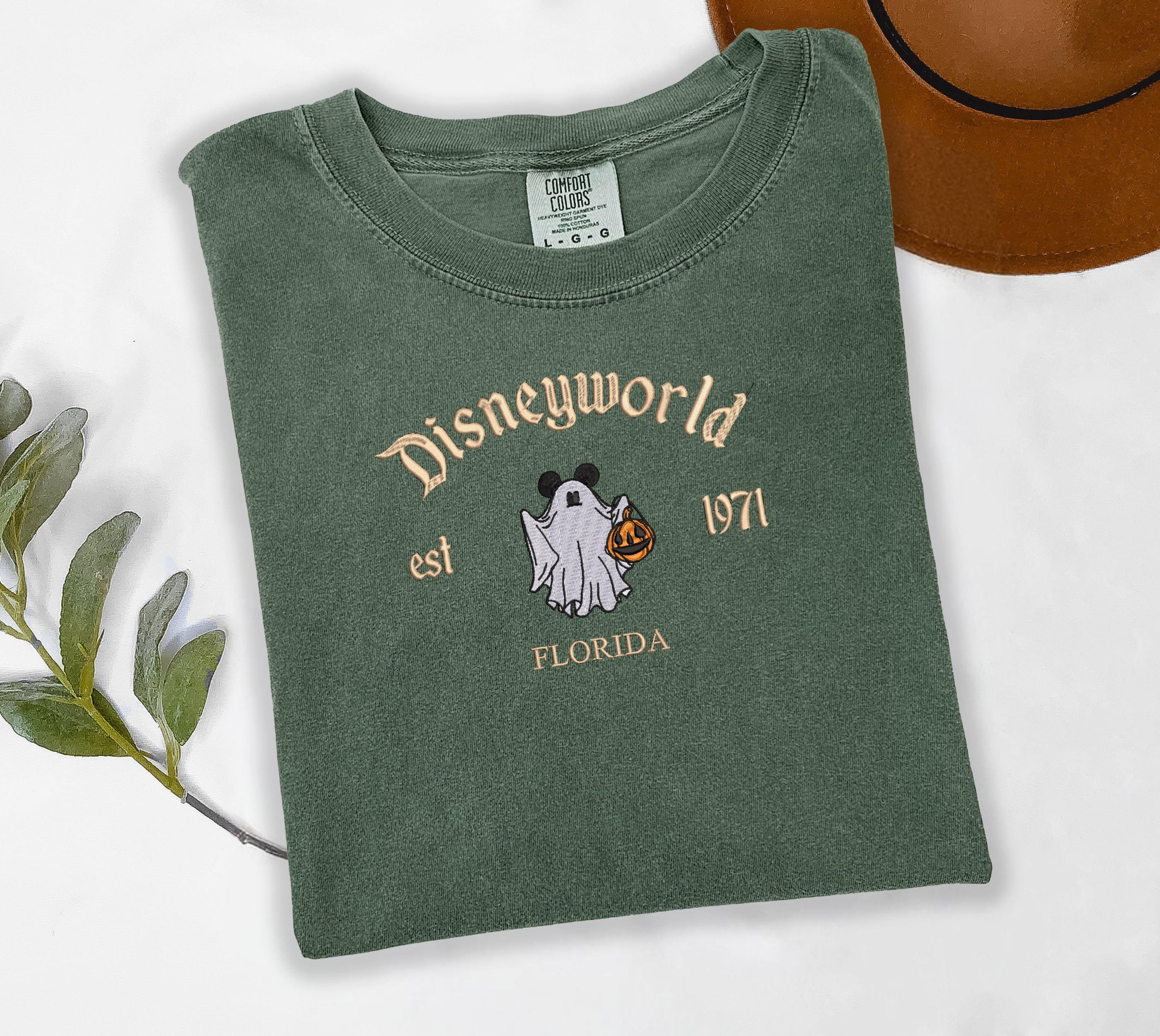 Florida Disneyworld Halloween Ghost Shirt With Embroidered Mickey – Est 1971 Pumpkin Comfort Colors Tee for Spooky Vacation Outfit - photo 7