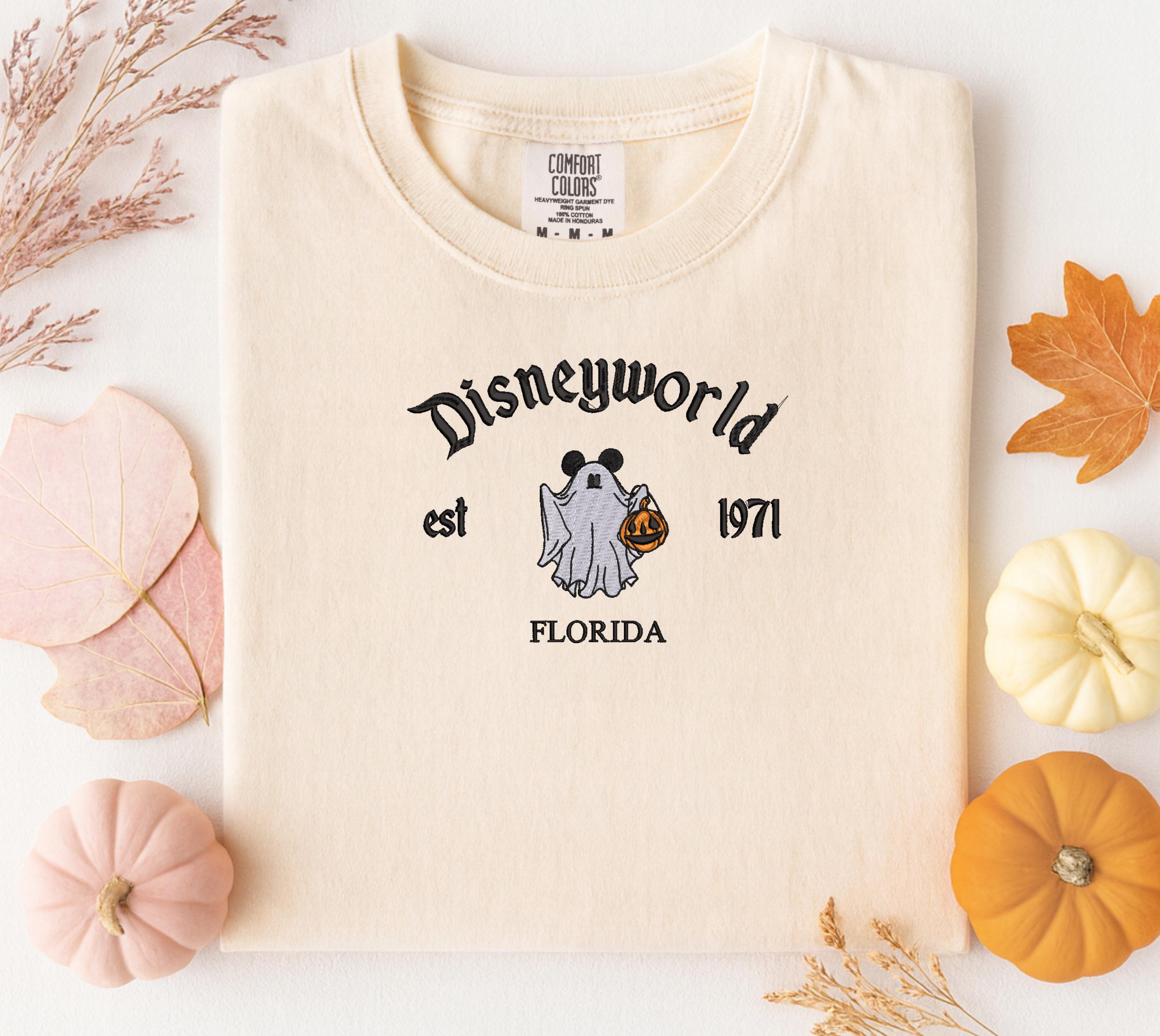 Florida Disneyworld Halloween Ghost Shirt With Embroidered Mickey – Est 1971 Pumpkin Comfort Colors Tee for Spooky Vacation Outfit - photo 8