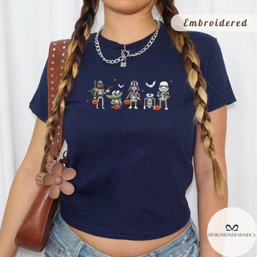 Embroidered Star Wars Skeleton Halloween Shirt – Disney Galaxy's Edge Lace Trim Tank Top Baby Tee for WDW Disneyland Trip - photo 9