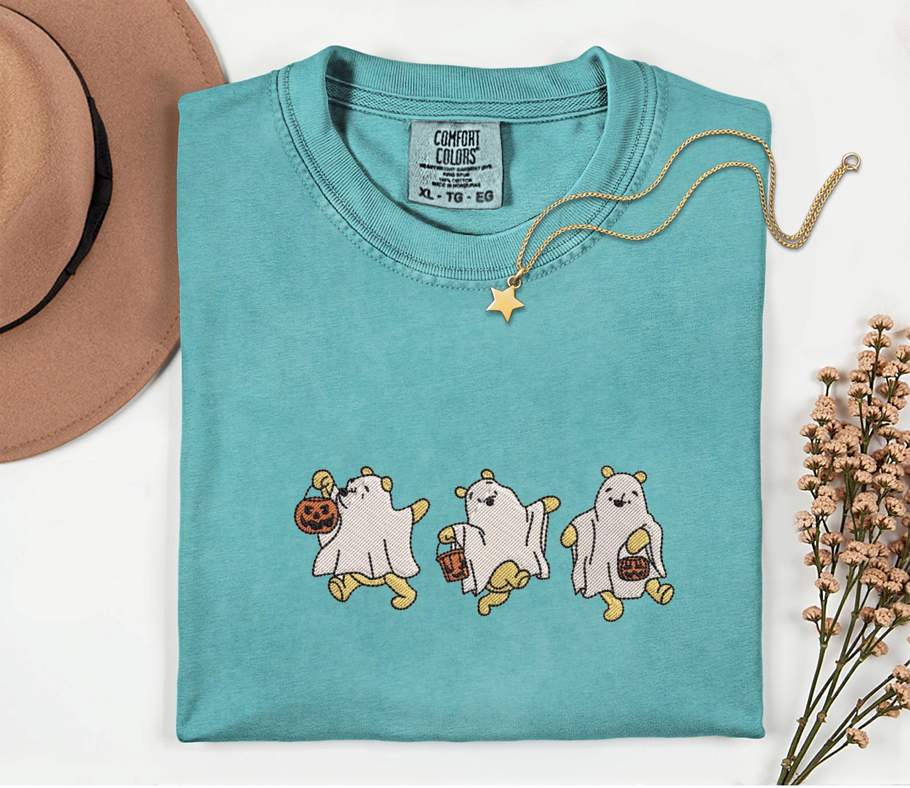 Disney Winnie the Pooh Halloween Embroidery Shirt – Pooh Bear Comfort Colors Embroidered Ghost Shirt for Spooky Disney Trip - photo 2