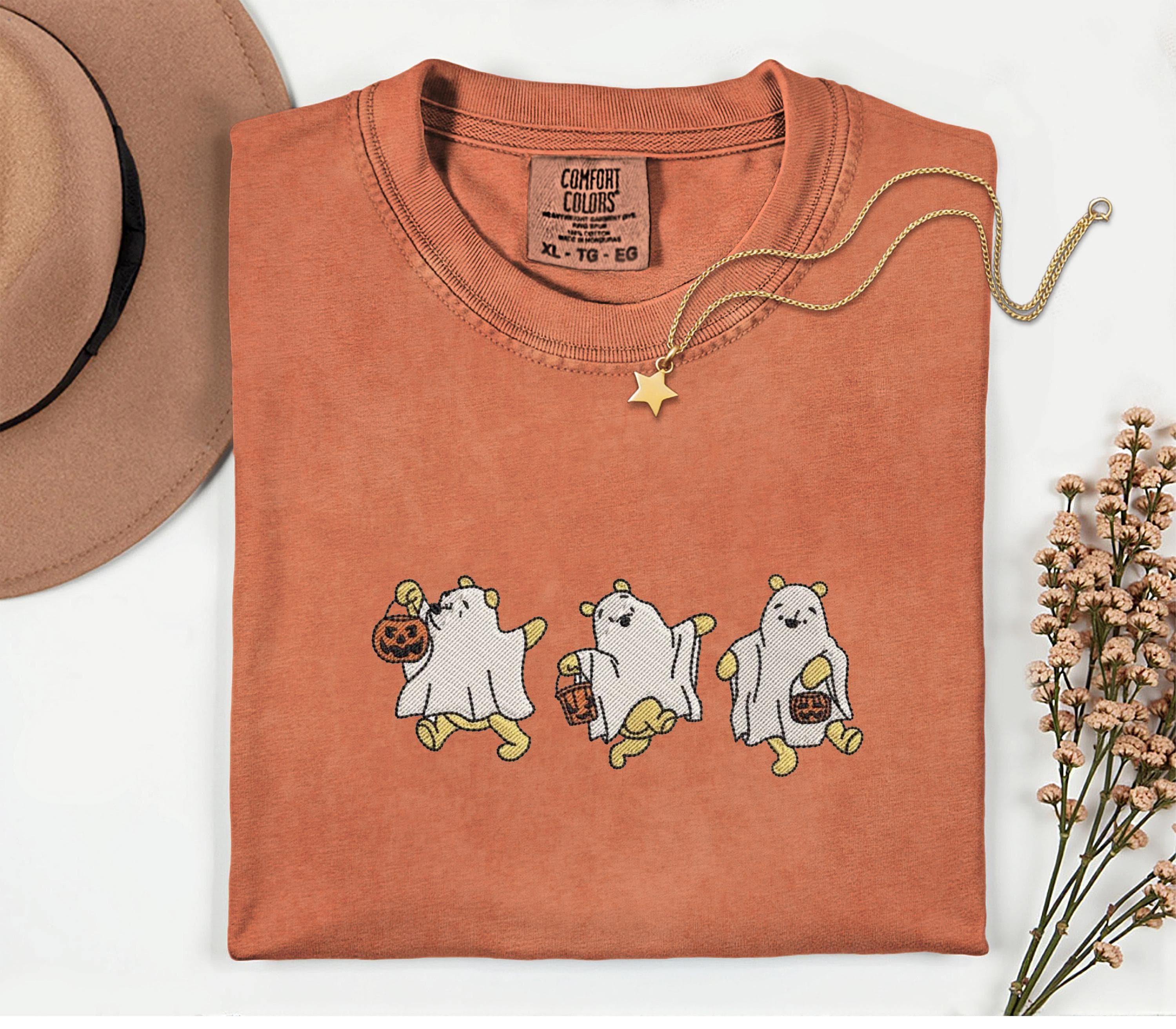 Disney Winnie the Pooh Halloween Embroidery Shirt – Pooh Bear Comfort Colors Embroidered Ghost Shirt for Spooky Disney Trip - photo 3