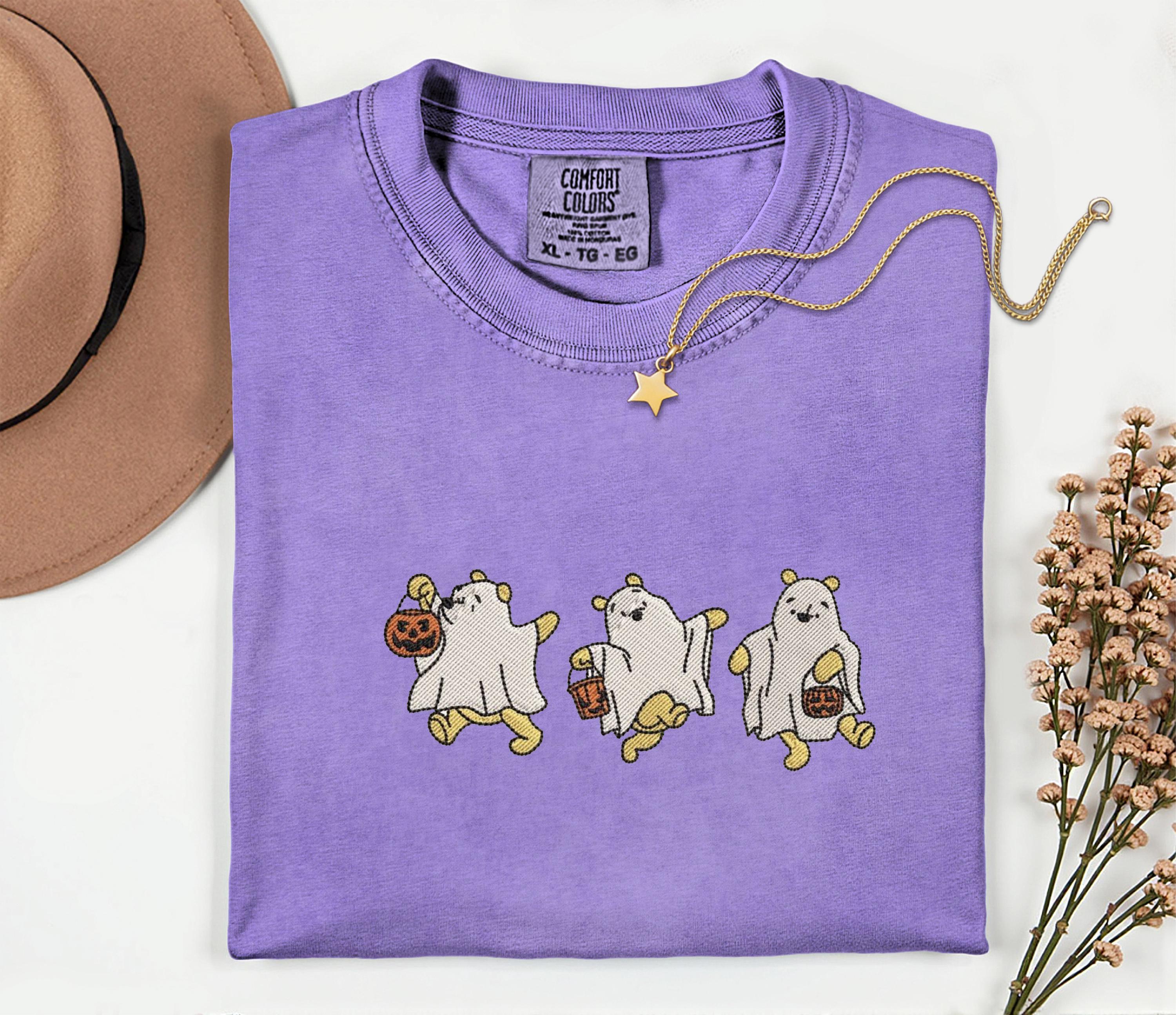 Disney Winnie the Pooh Halloween Embroidery Shirt – Pooh Bear Comfort Colors Embroidered Ghost Shirt for Spooky Disney Trip - photo 4