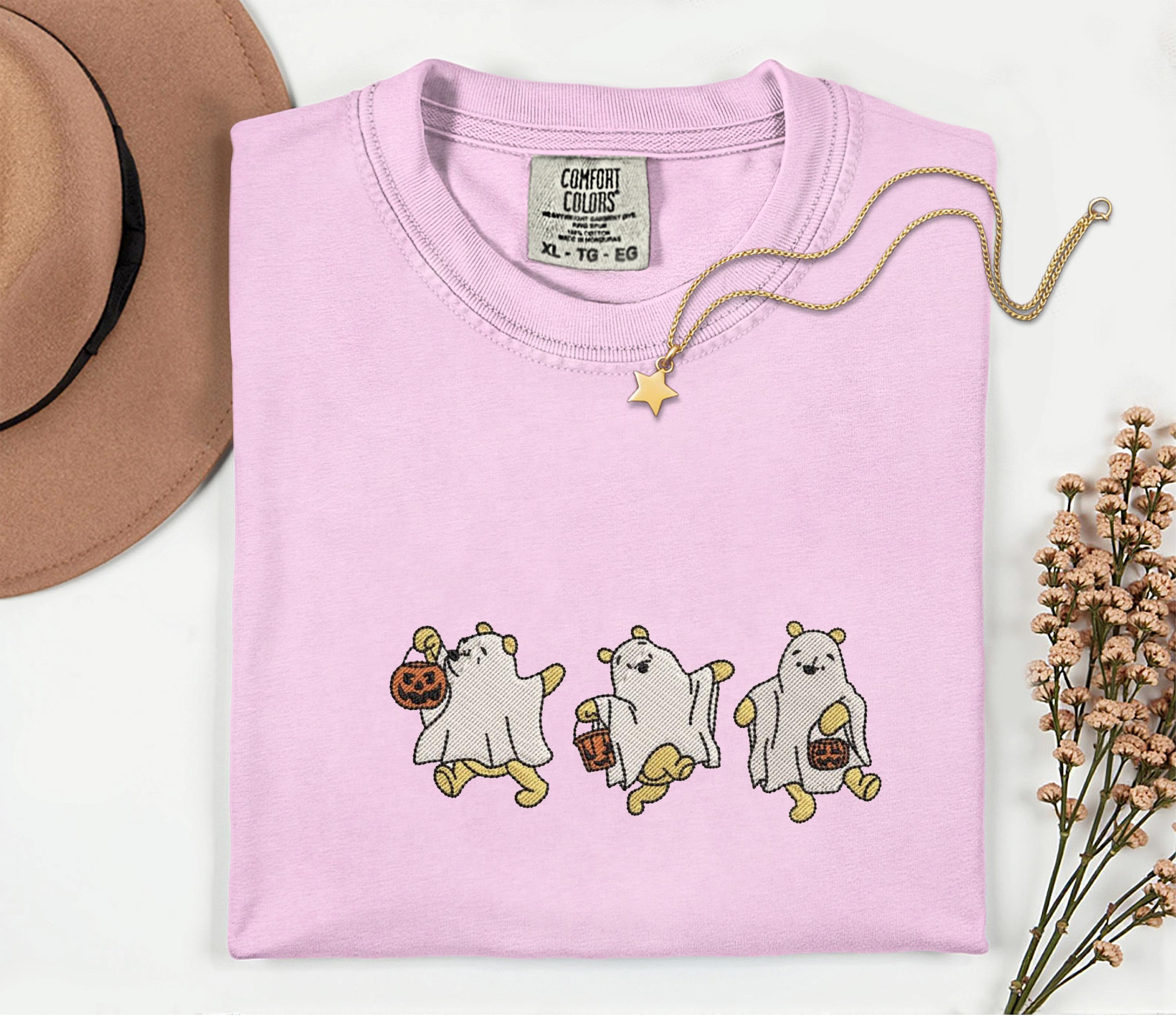 Disney Winnie the Pooh Halloween Embroidery Shirt – Pooh Bear Comfort Colors Embroidered Ghost Shirt for Spooky Disney Trip - photo 5