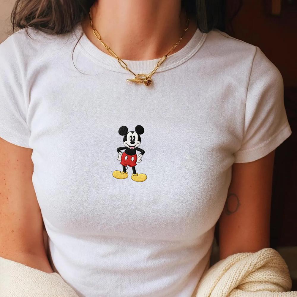 Embroidered Mickey Mouse Baby Tee and Disney Shirt – Mickey Mouse Top and Gift for Her or Any Disney Lover