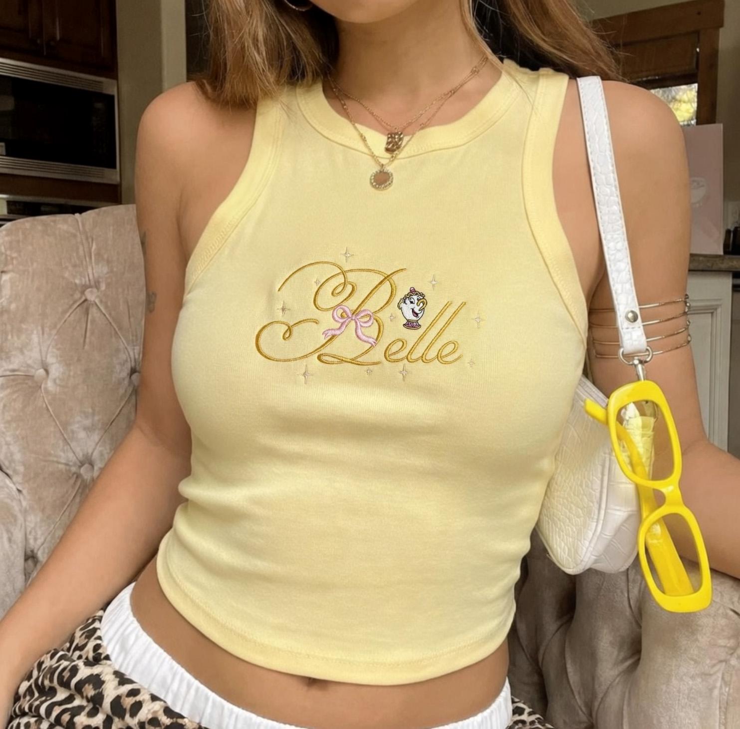 Custom Disney Princess Signature Embroidered Spaghetti Strap Tank Top – Magic Kingdom Baby Tee for Disney Girly Group Trip - photo 2
