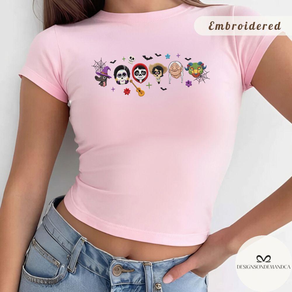 Embroidered Un Poco Loco Disney Coco Shirt – Dia de los Muertos Mexican Disney Halloween Baby Tee and Lace Trim Tank - photo 5