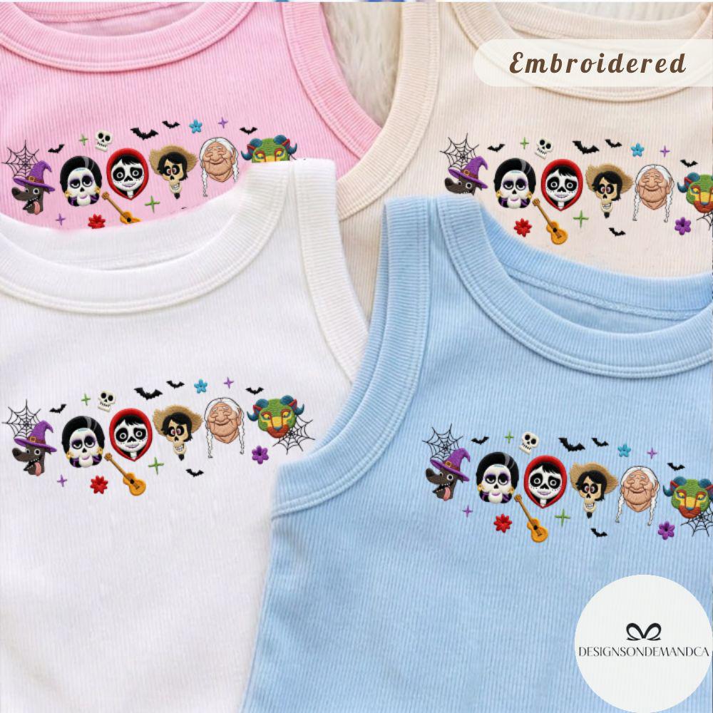 Embroidered Un Poco Loco Disney Coco Shirt – Dia de los Muertos Mexican Disney Halloween Baby Tee and Lace Trim Tank - photo 8