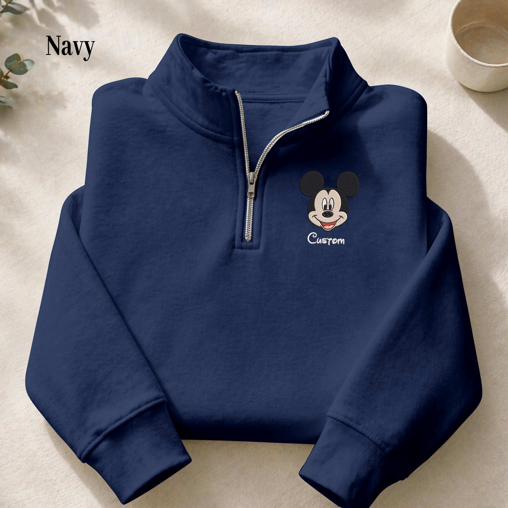 Mickey and Friends Embroidery Quarter Zip Sweatshirt – Embroidered Disney Trip Shirt for Disney World Vacation Matching Outfits - photo 2
