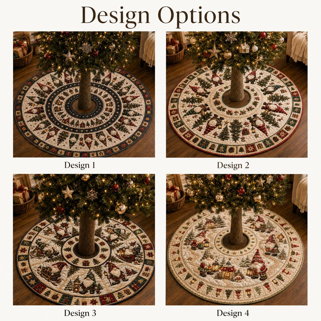 Christmas Gnome Tree Skirt with Quilted Xmas Nordic Holiday Mat and Red Green Farmhouse Tree Decor - photo 5