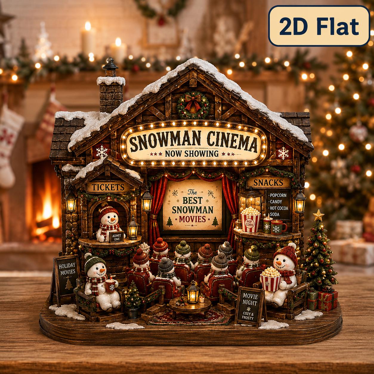 Snowman Christmas Village Wooden Decor for Holiday Tabletop Shelf Sitter and Bakery Cocoa Cafe Station Cinema Decoration - photo 3