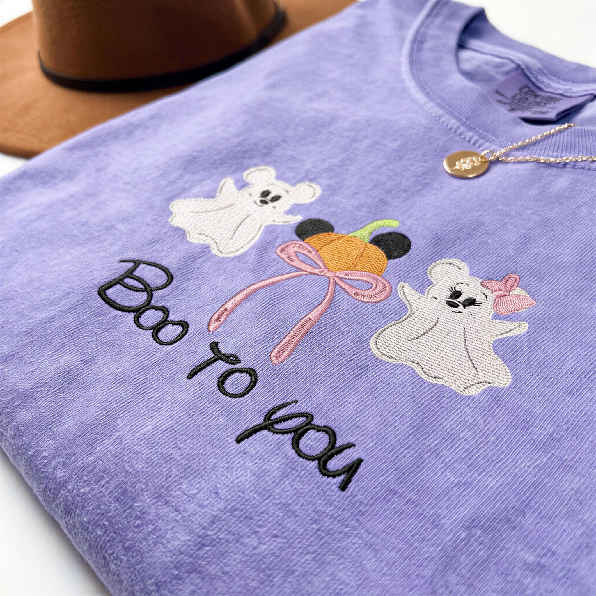 Embroidered Disney Mickey Ghost T-Shirt with Boo to You Design – Disney Halloween Shirt for Fans - photo 2