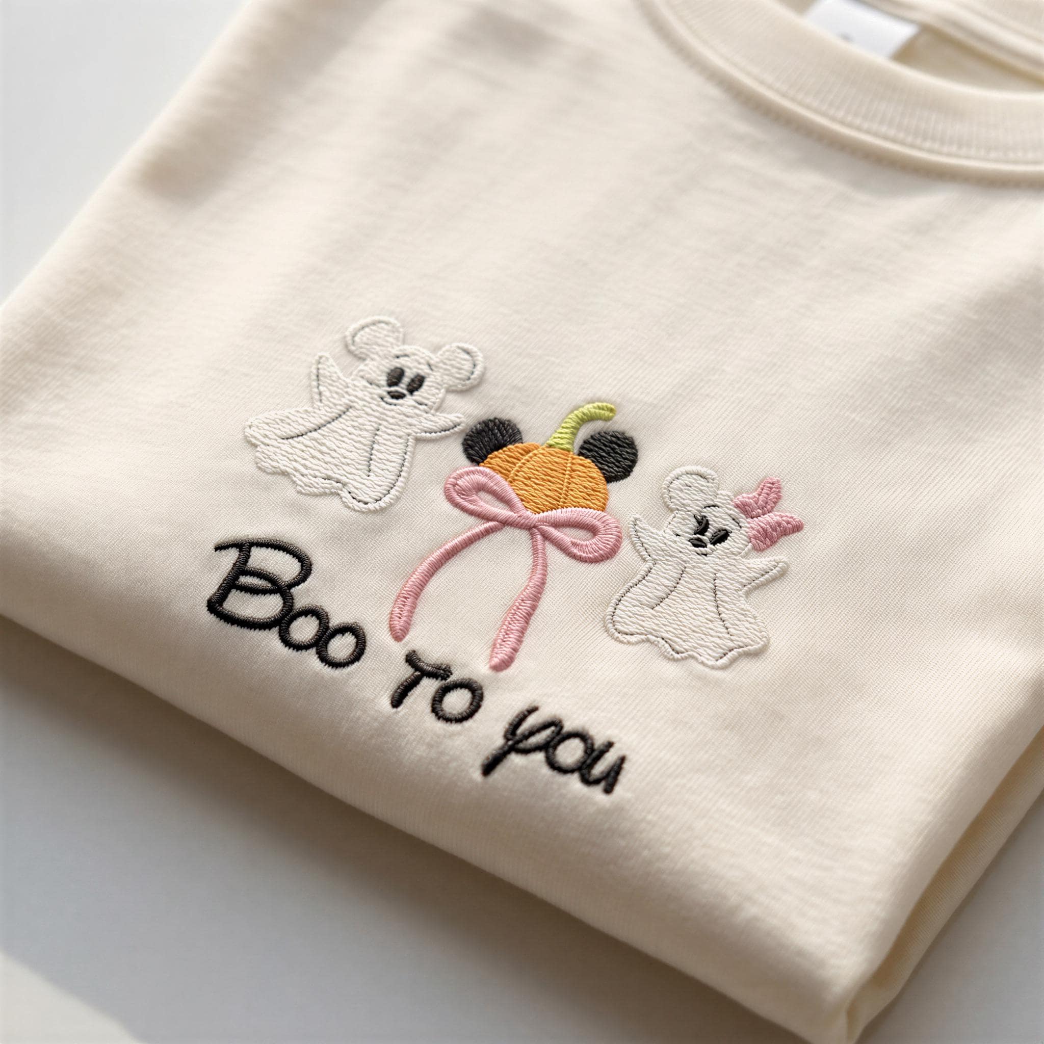 Embroidered Disney Mickey Ghost T-Shirt with Boo to You Design – Disney Halloween Shirt for Fans - photo 3