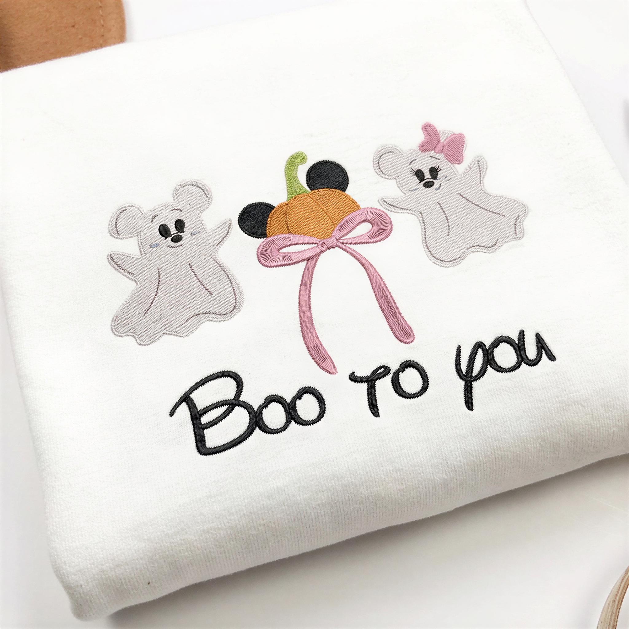 Embroidered Disney Mickey Ghost T-Shirt with Boo to You Design – Disney Halloween Shirt for Fans - photo 4