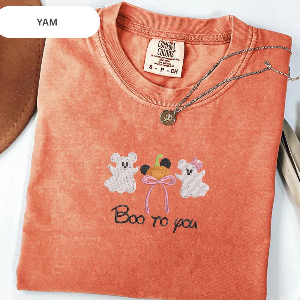 Embroidered Disney Mickey Ghost T-Shirt with Boo to You Design – Disney Halloween Shirt for Fans - photo 12