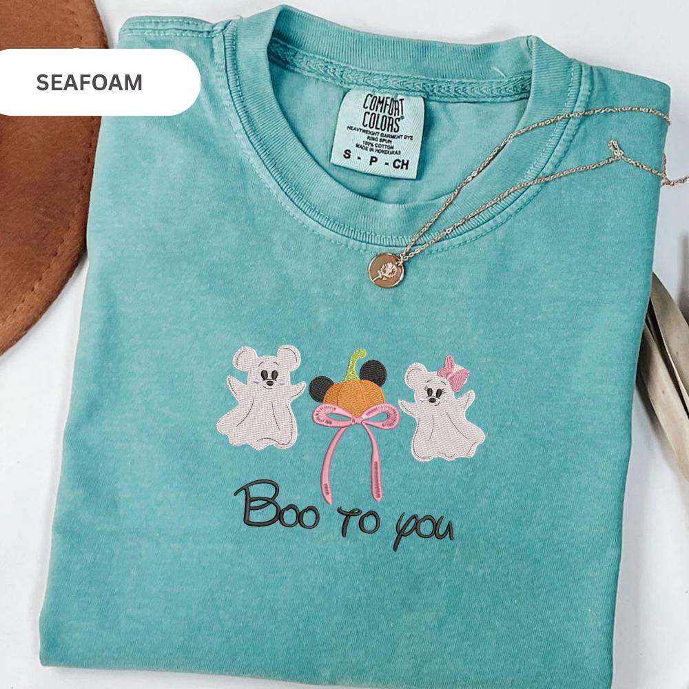 Embroidered Disney Mickey Ghost T-Shirt with Boo to You Design – Disney Halloween Shirt for Fans - photo 14