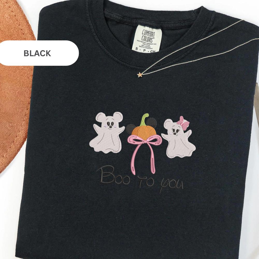 Embroidered Disney Mickey Ghost T-Shirt with Boo to You Design – Disney Halloween Shirt for Fans - photo 16