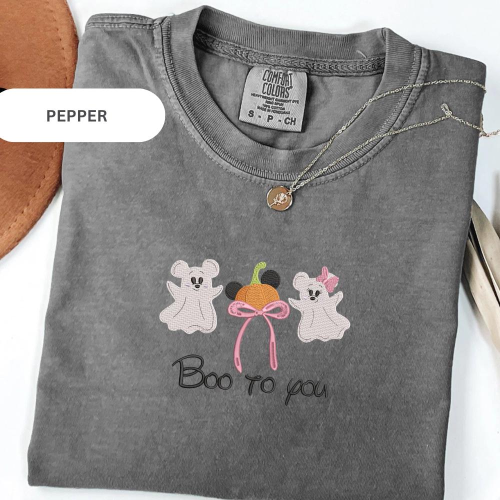 Embroidered Disney Mickey Ghost T-Shirt with Boo to You Design – Disney Halloween Shirt for Fans - photo 19