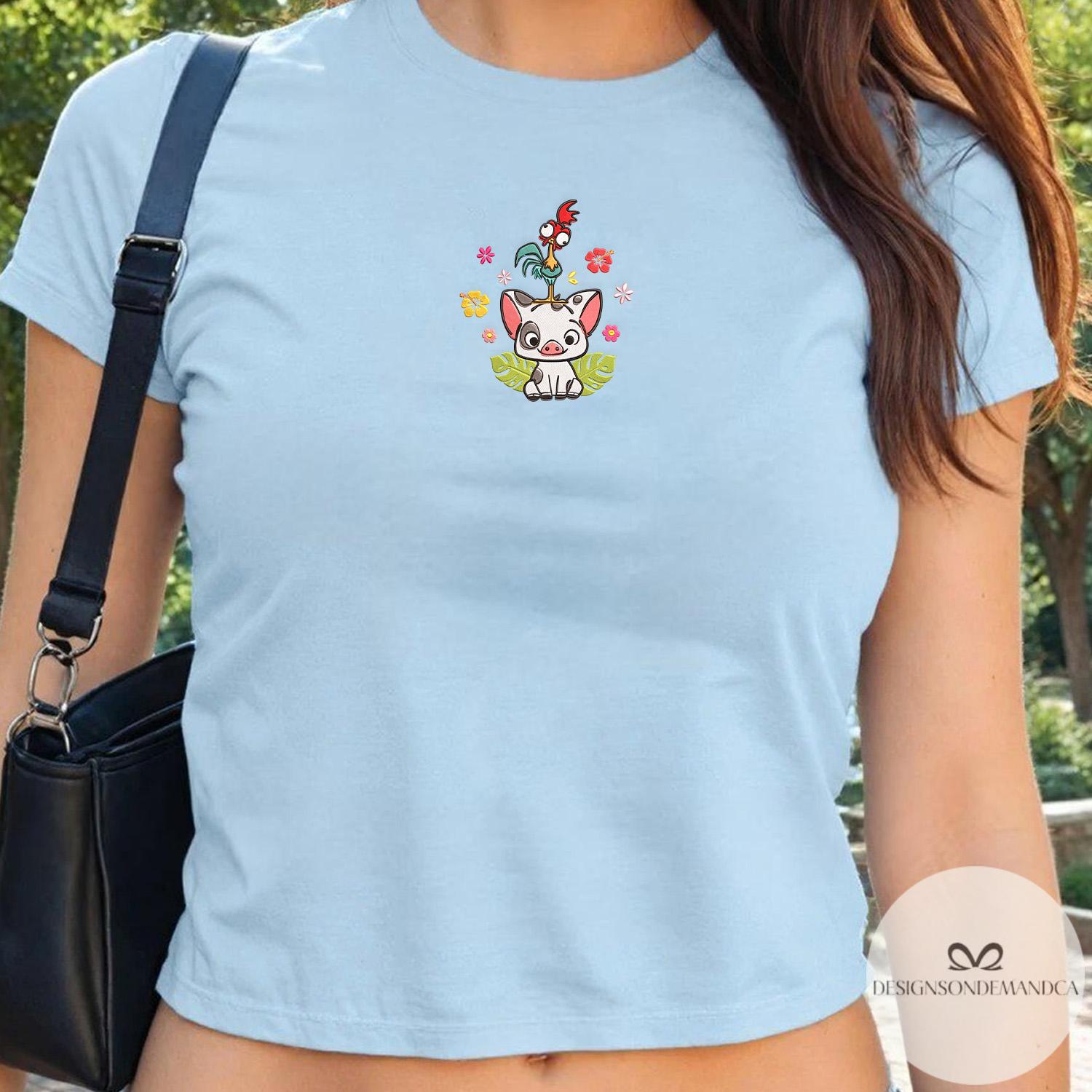 Embroidered Floral Pua and Hei Hei Shirt – Disney Moana Lace Trim Tank and Coquette Baby Tee Crop Tank for WDW Disneyland Trip - photo 6