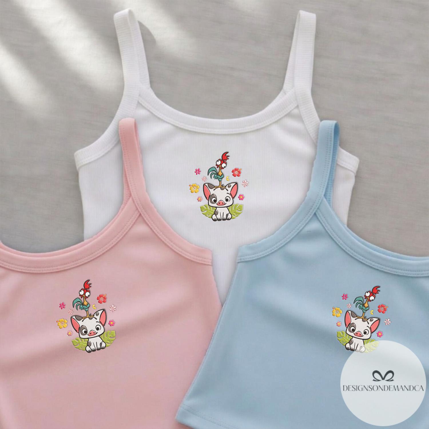 Embroidered Floral Pua and Hei Hei Shirt – Disney Moana Lace Trim Tank and Coquette Baby Tee Crop Tank for WDW Disneyland Trip - photo 7