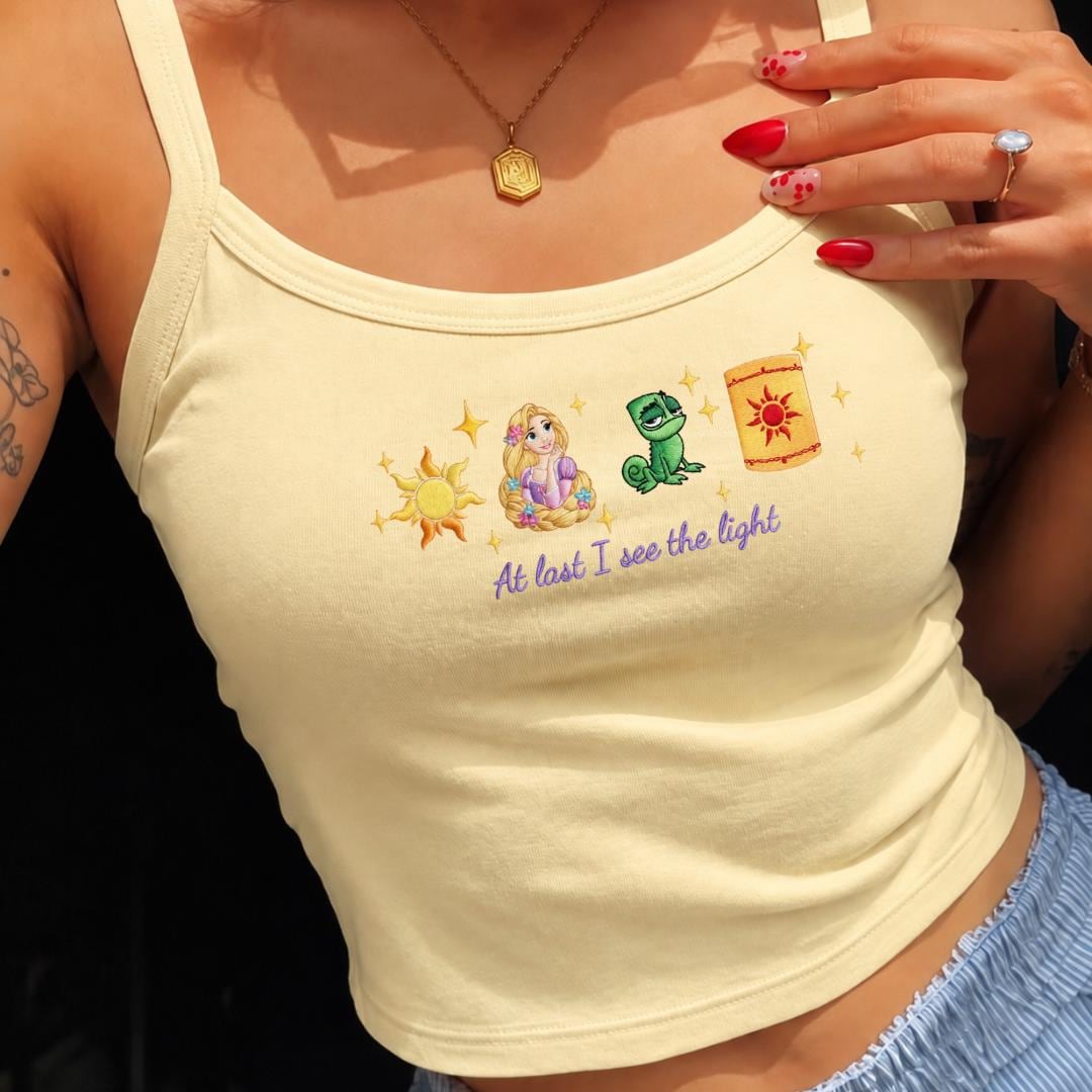 Embroidered Disney Princess Icon Tank Top Baby Tee – Spaghetti Strap Crop Tank for WDW Magic Kingdom Disney Girl Trip 2026 - photo 3