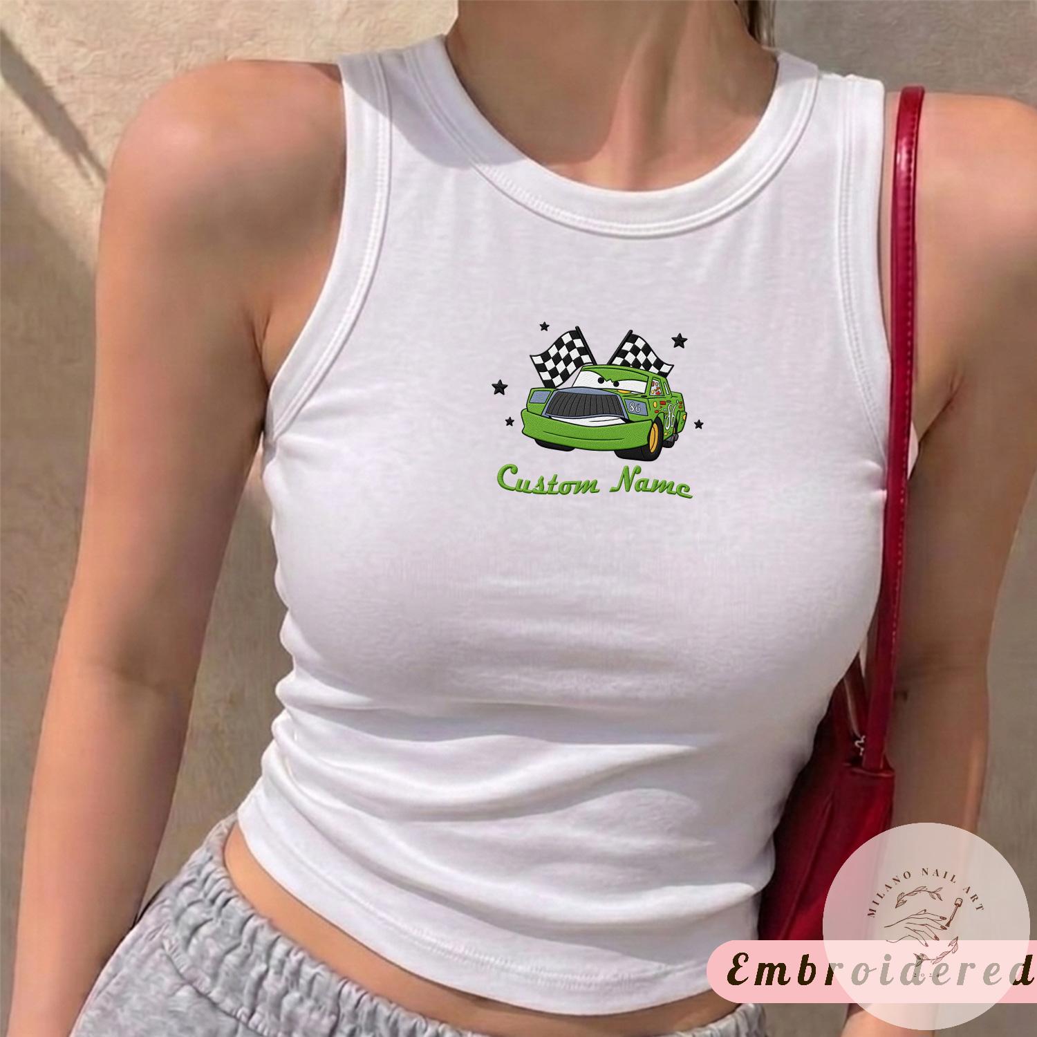 Embroidered All Characters Disney Cars Baby Tee Crop Tank With Lightning McQueen and Mater – Cars Land Family Lace Trim Tank Top Shirt - photo 4