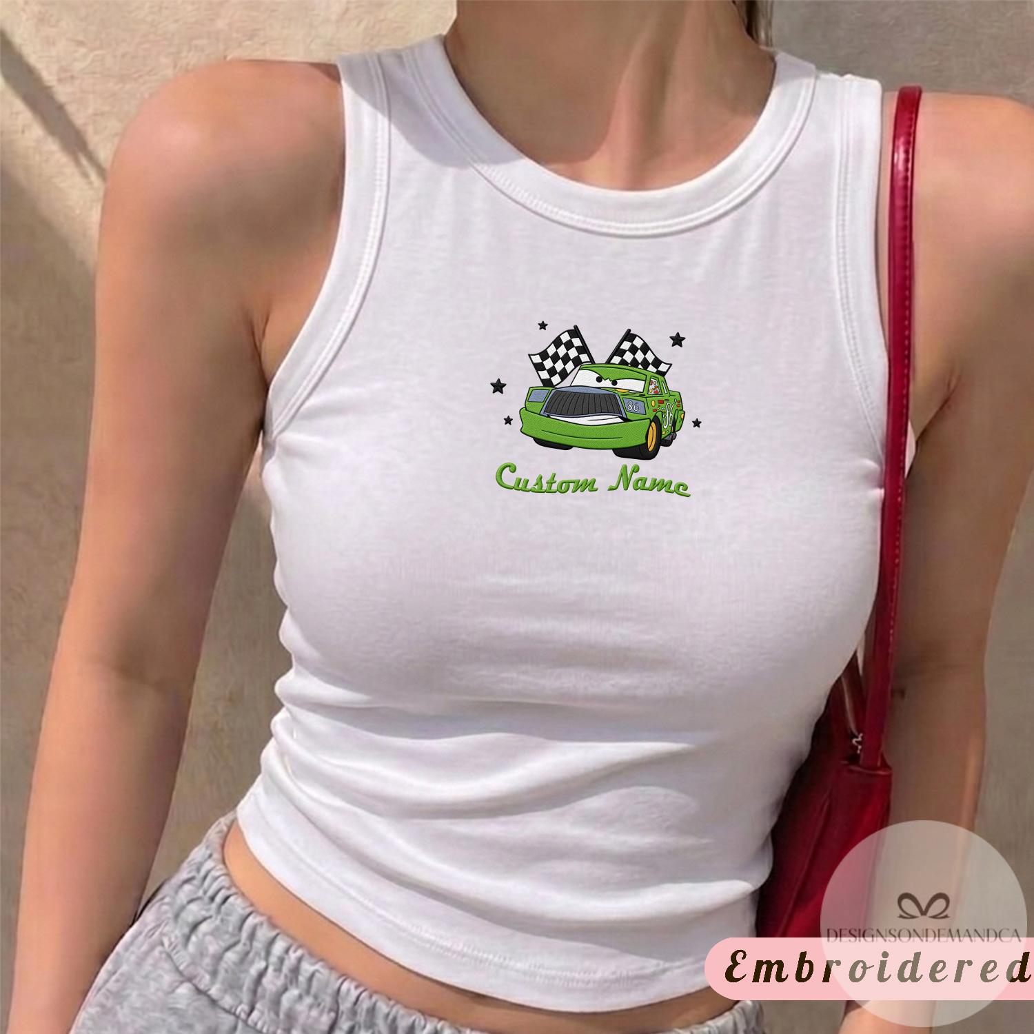 Custom Embroidered Disney Cars Characters Shirt Baby Tee – Lightning McQueen and Mater Cars Land Lace Trim Tank Top for Family Trip - photo 5