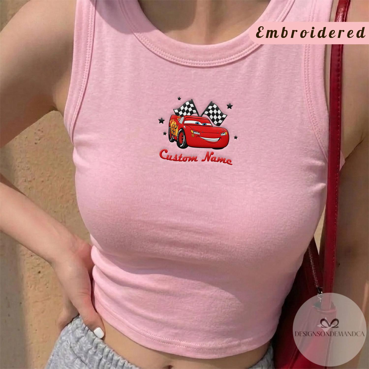 Custom Embroidered Disney Cars Characters Shirt Baby Tee – Lightning McQueen and Mater Cars Land Lace Trim Tank Top for Family Trip - photo 18
