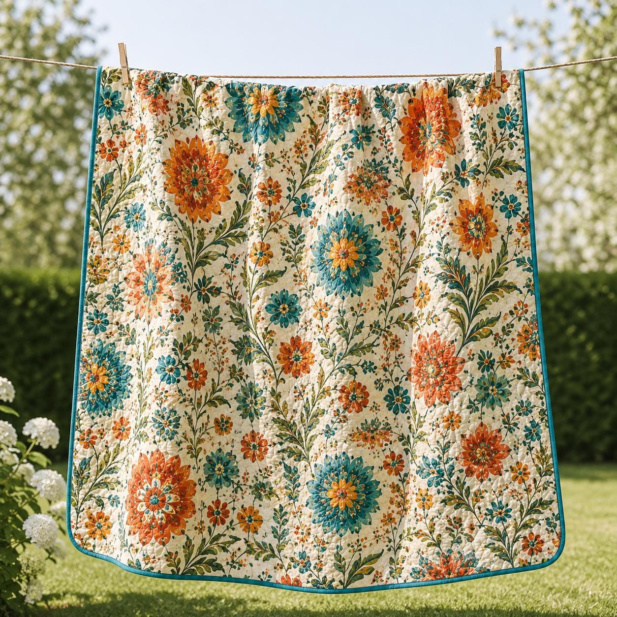 Boho Folk Botanical Floral Cottage Style Blanket and Bed Throw, Cottagecore Farmhouse Bedspread and Sofa Bed Cover - photo 13